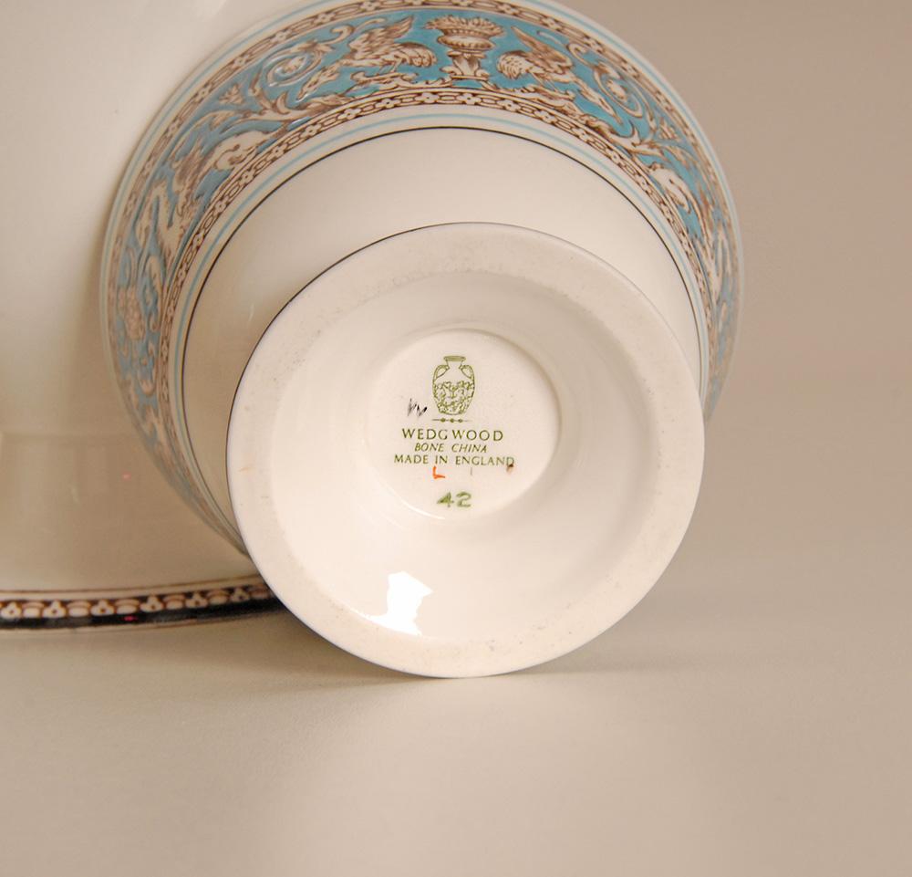 Englisches Wedgwood Teeservice Etruskisches Reich Knochenporzellan Porzellan Türkis 15 Stück (20. Jahrhundert) im Angebot