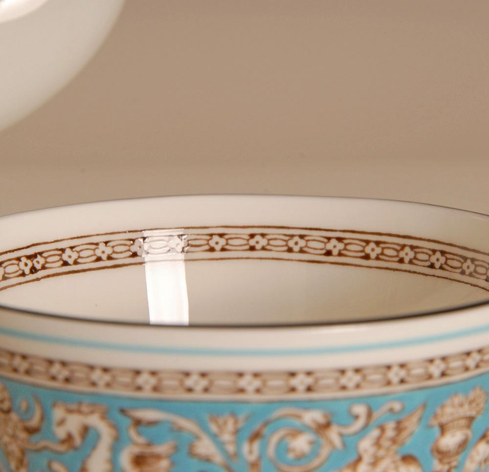 Englisches Wedgwood Teeservice Etruskisches Reich Knochenporzellan Porzellan Türkis 15 Stück (Keramik) im Angebot