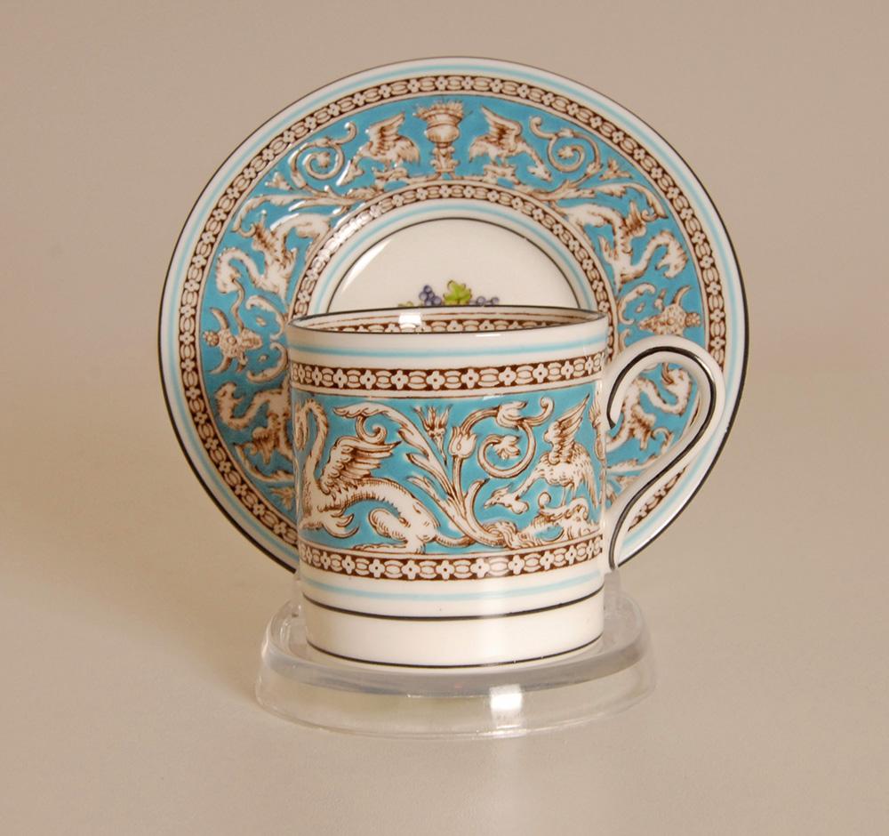 Englisches Wedgwood Teeservice Etruskisches Reich Knochenporzellan Porzellan Türkis 15 Stück im Angebot 1