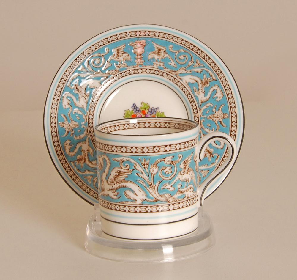 Englisches Wedgwood Teeservice Etruskisches Reich Knochenporzellan Porzellan Türkis 15 Stück im Angebot 2