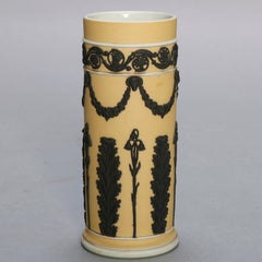 English Wedgwood Yellow Dip Bisque and Black Basalt Jasperware Spill Vases