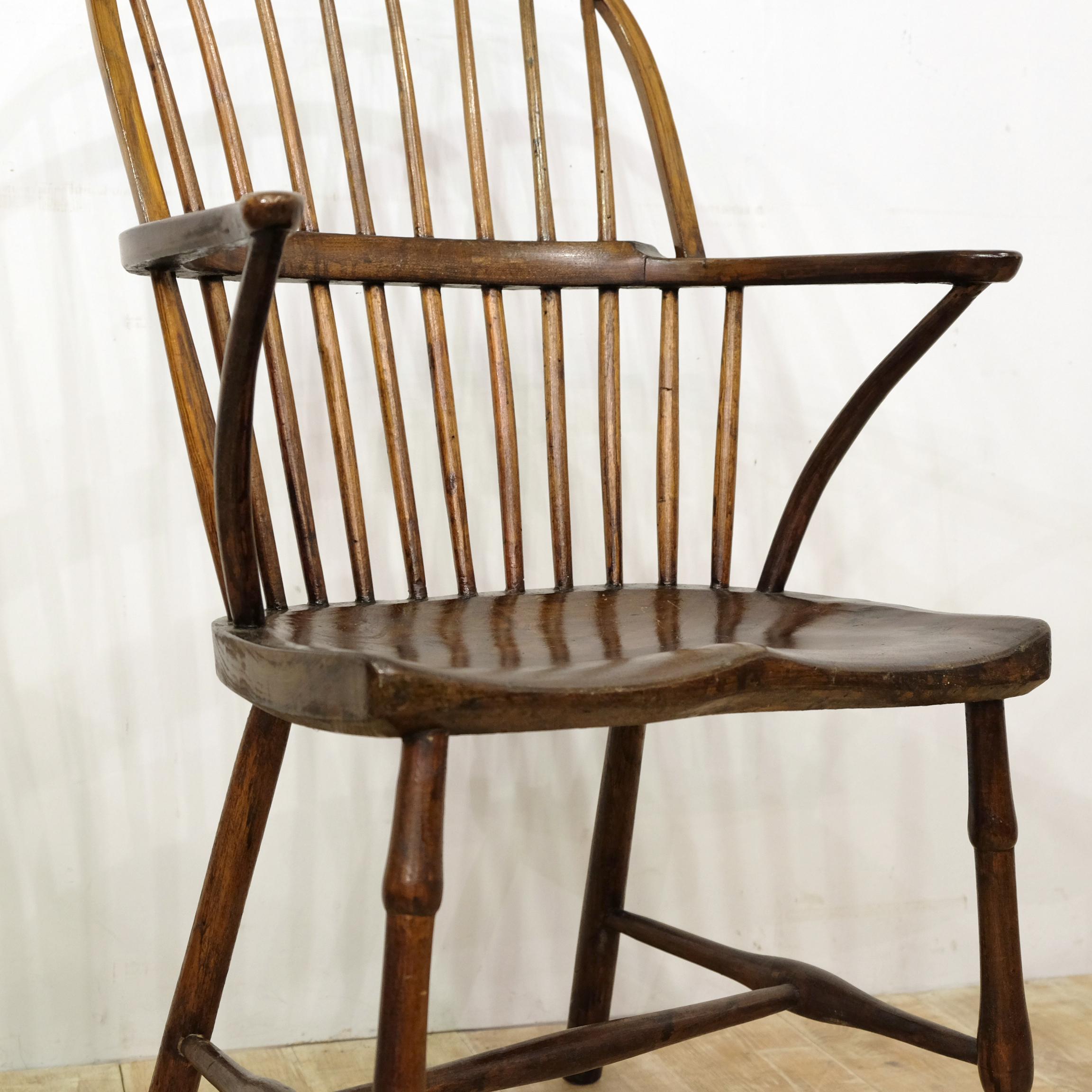 English West Country Mid-19th Century Stickback Windsor Chair In Good Condition In Totnes, GB