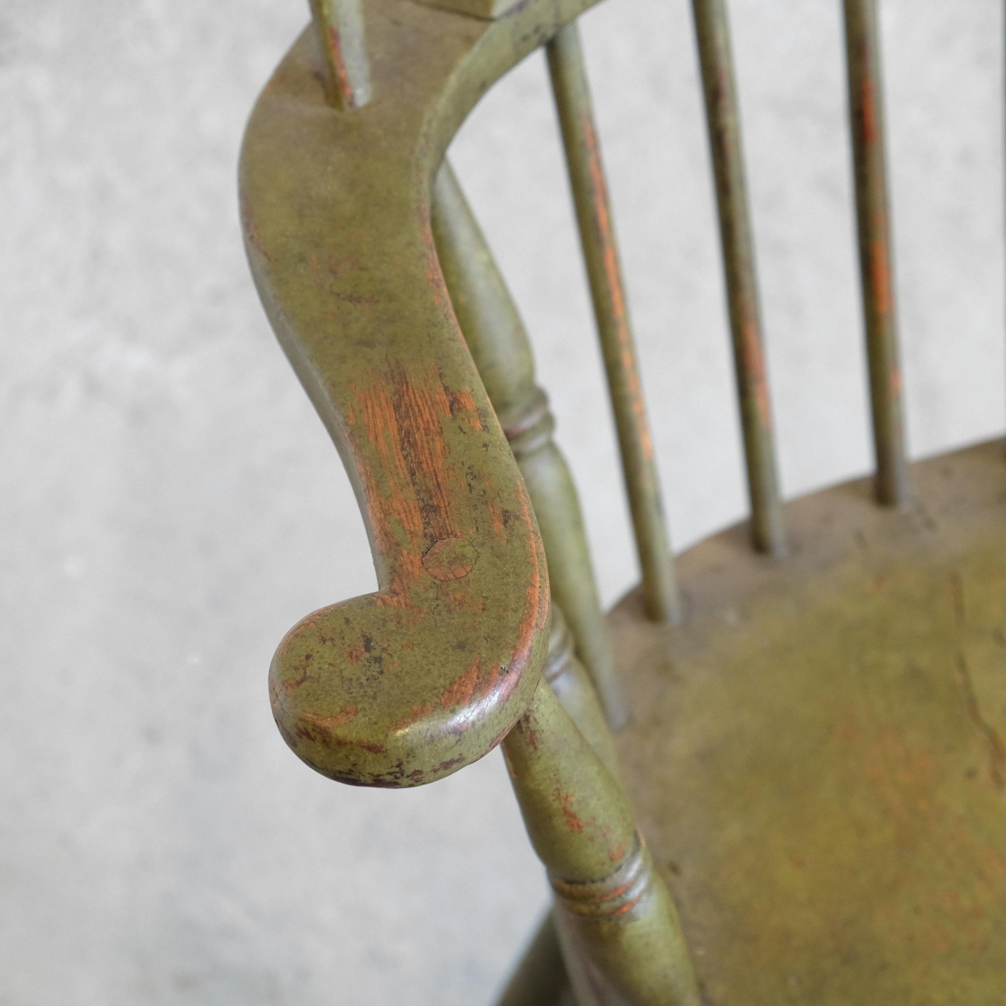 Mid-19th Century English West Country Windsor Armchair, Stick Chair, Green Painted, 19th Century For Sale
