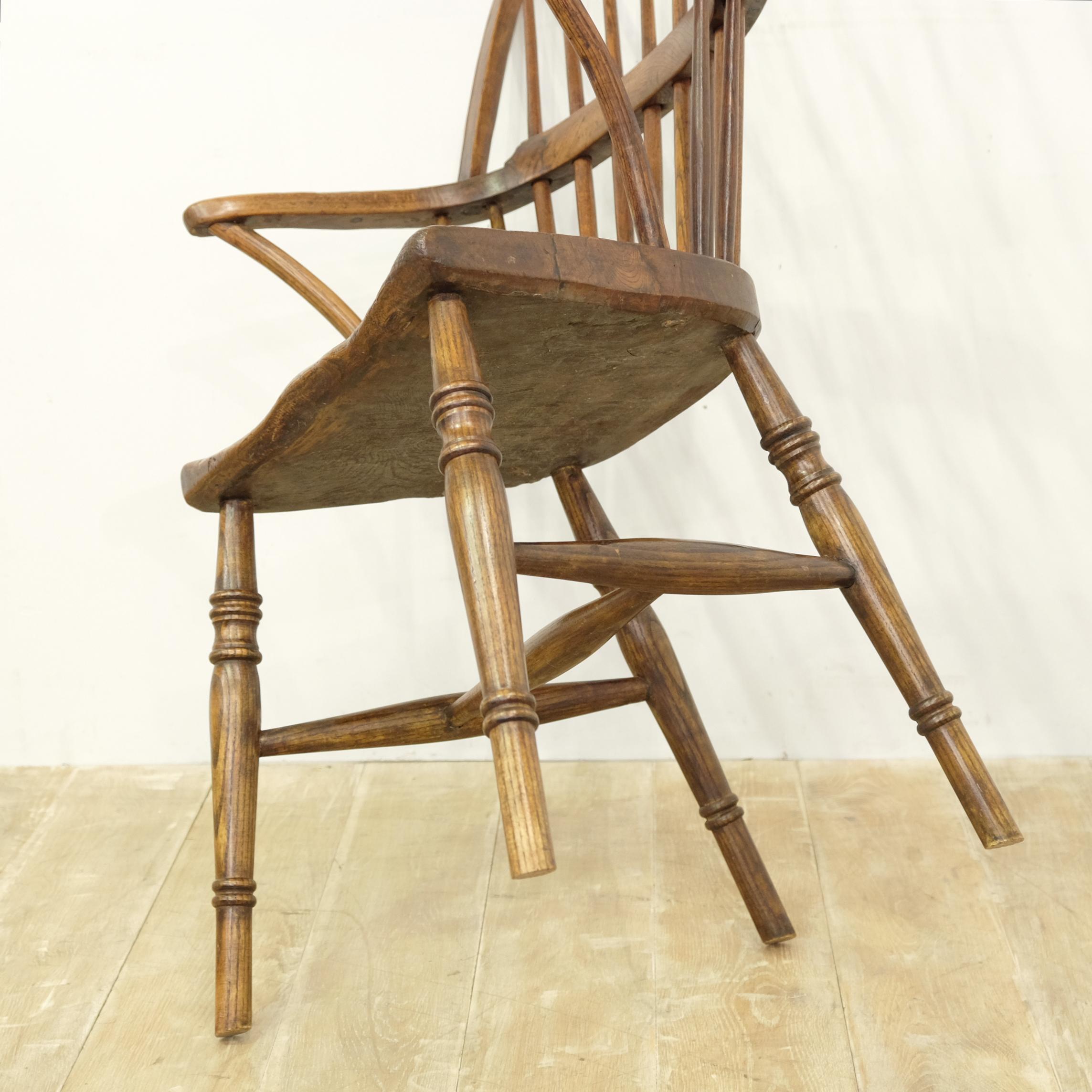 English West Country Windsor Chair, Simple Stick Back, Elm and Ash, Georgian 4
