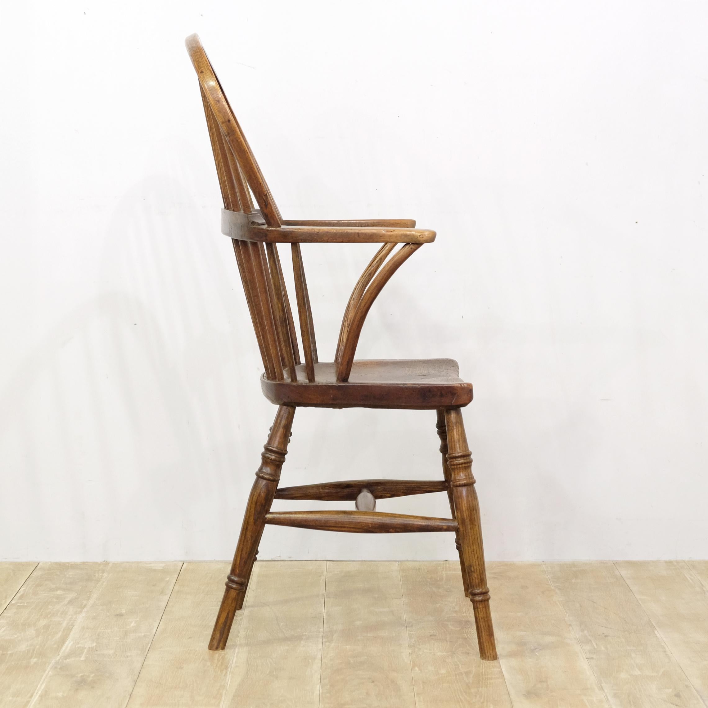 English West Country Windsor Chair, Simple Stick Back, Elm and Ash, Georgian In Good Condition In Totnes, GB