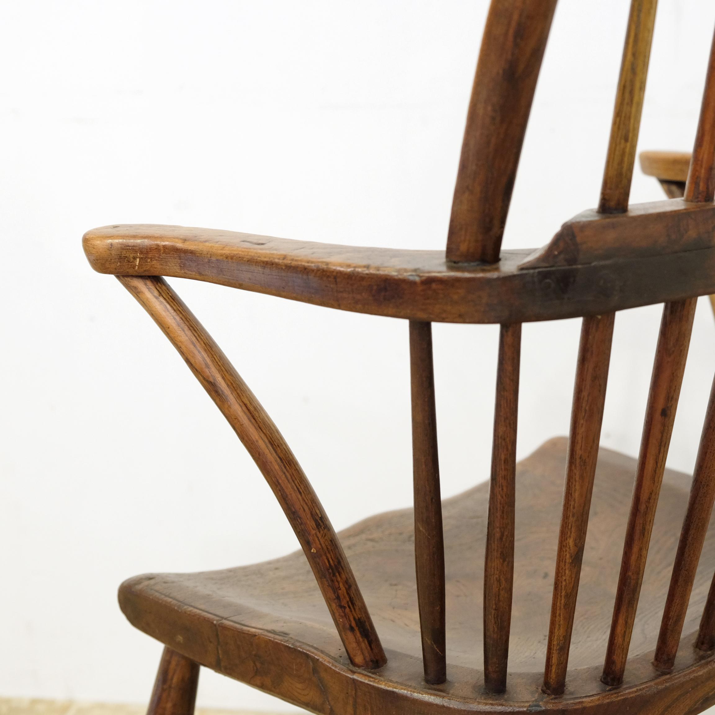 English West Country Windsor Chair, Simple Stick Back, Elm and Ash, Georgian 2