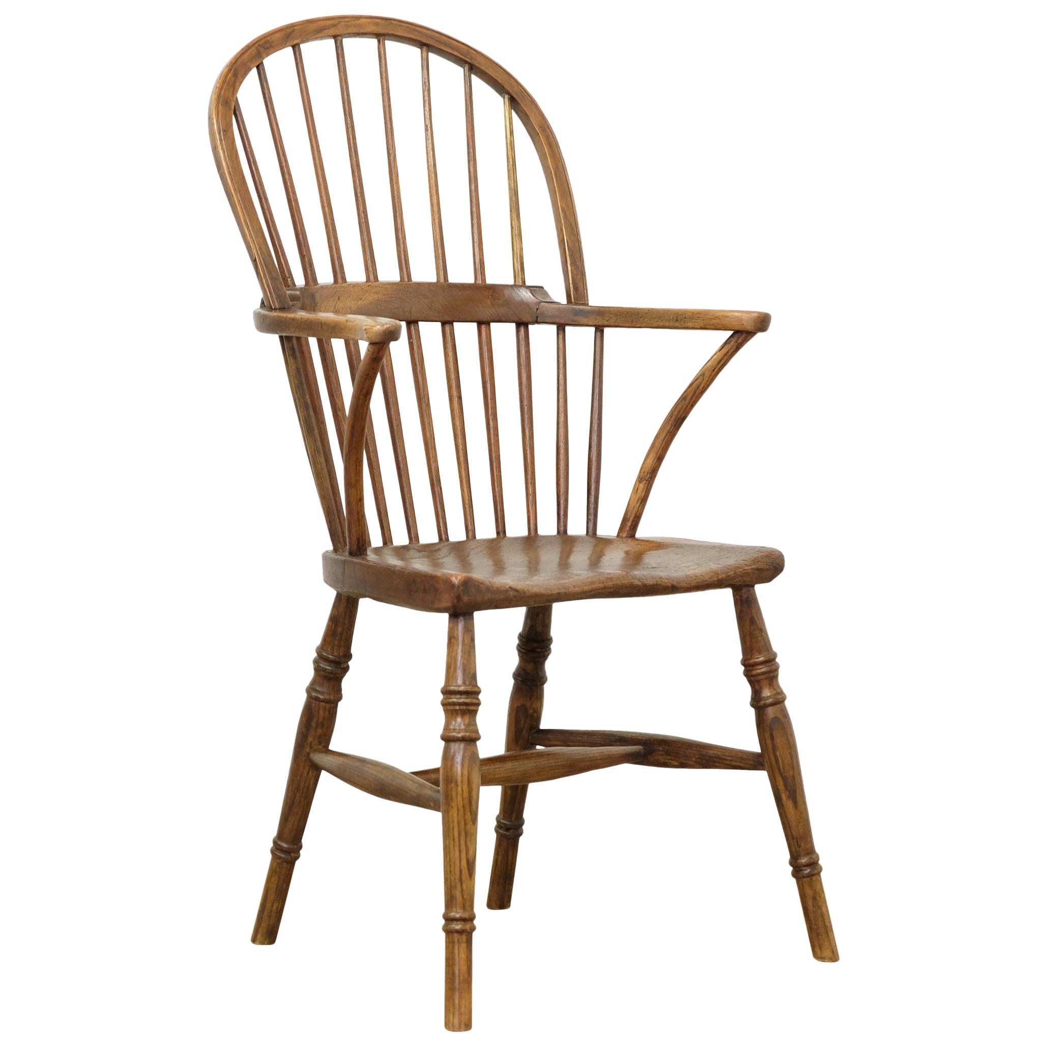 English West Country Windsor Chair, Simple Stick Back, Elm and Ash, Georgian