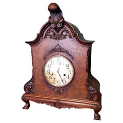 Antique English Westminster Pendulum in a Nut and Walnut Veneered Cabinet, circa 1880