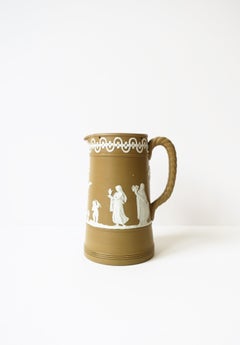 Poterie néoclassique anglaise en jaspe blanc et brun Pichet Vessel