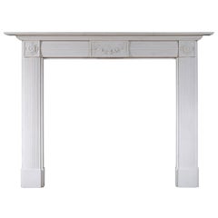 Cheminée anglaise en marbre blanc de style Regency