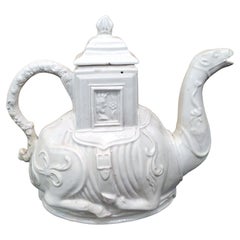 English White Salt-glazed Stoneware Camel Teapot