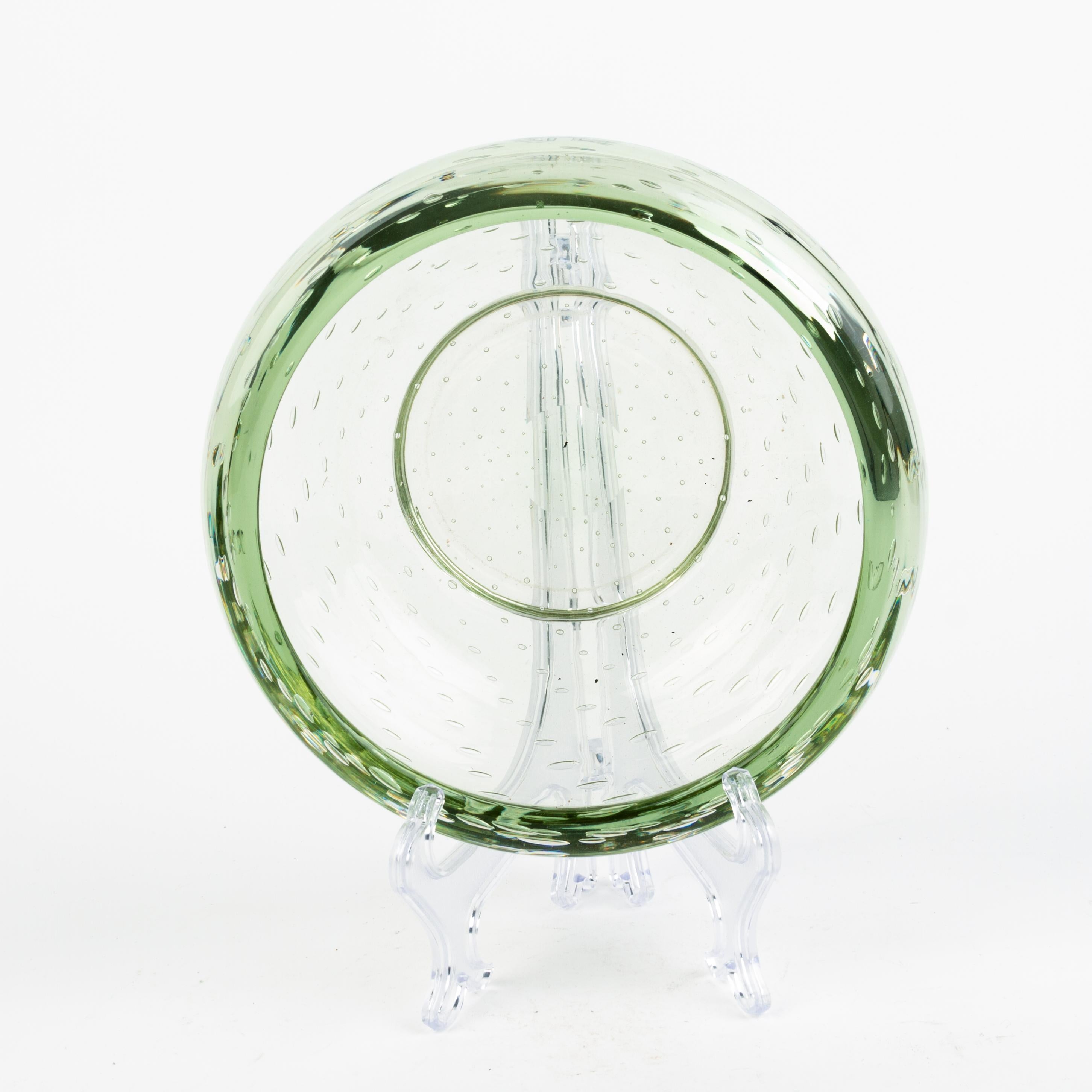 English Whitefriars Mid-Century Modernist Green Glass Designer Bowl  1