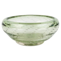 Vintage English Whitefriars Mid-Century Modernist Green Glass Designer Bowl 