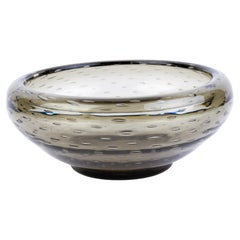 Vintage English Whitefriars Mid-Century Modernist Grey Glass Designer Bowl 
