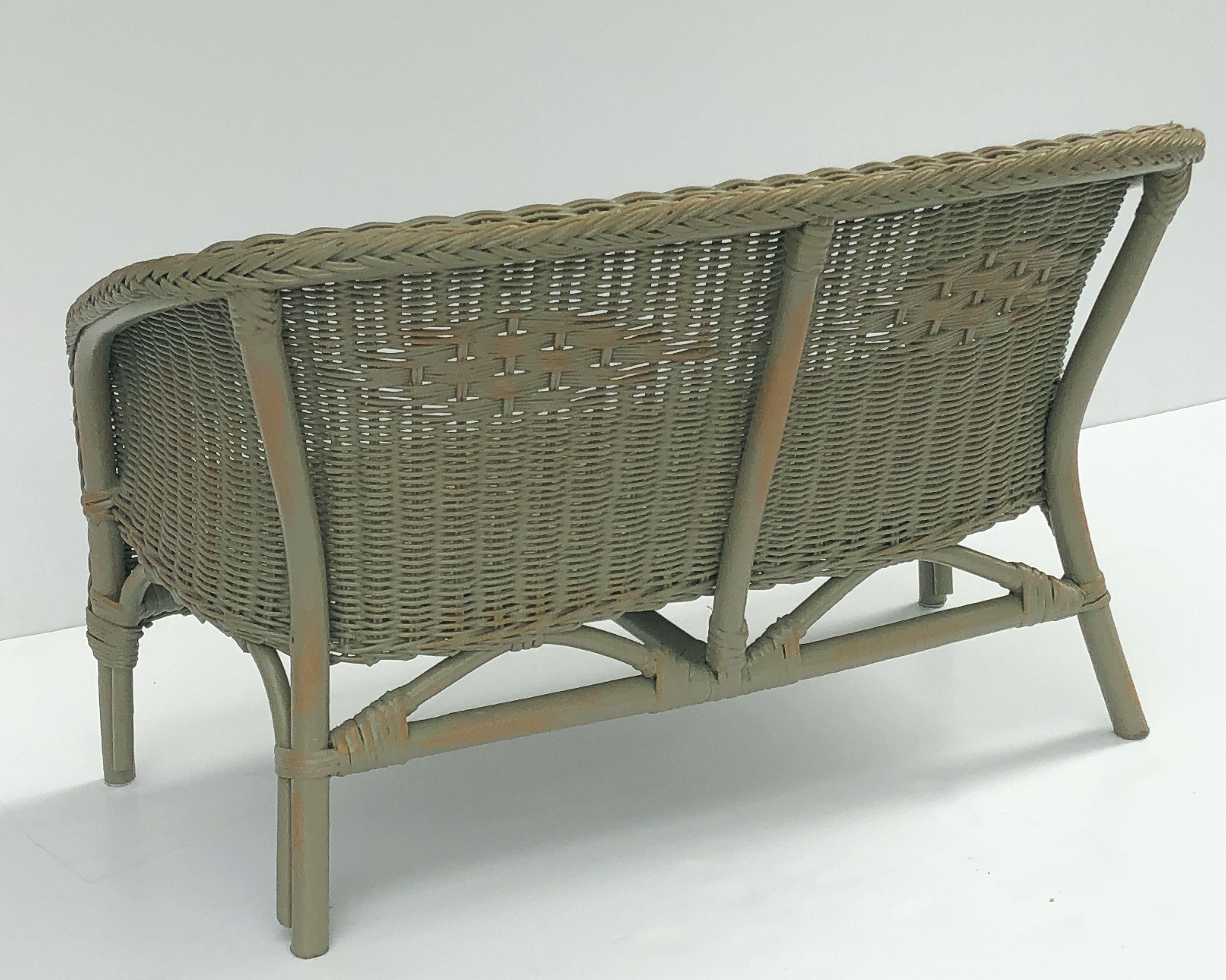 English Wicker Garden Child's Settee Bench or Seat by Lloyd Loom 2