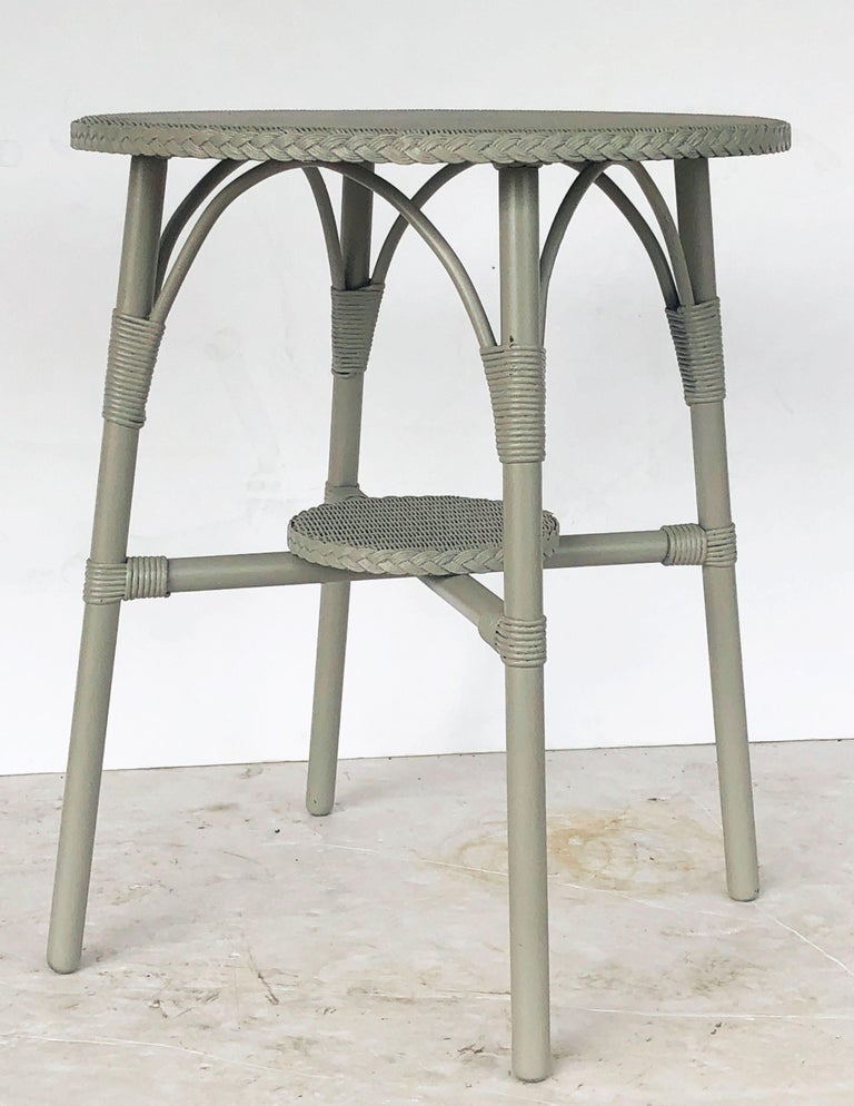 English Wicker Garden Round Occasional Table by Lloyd Loom For Sale at