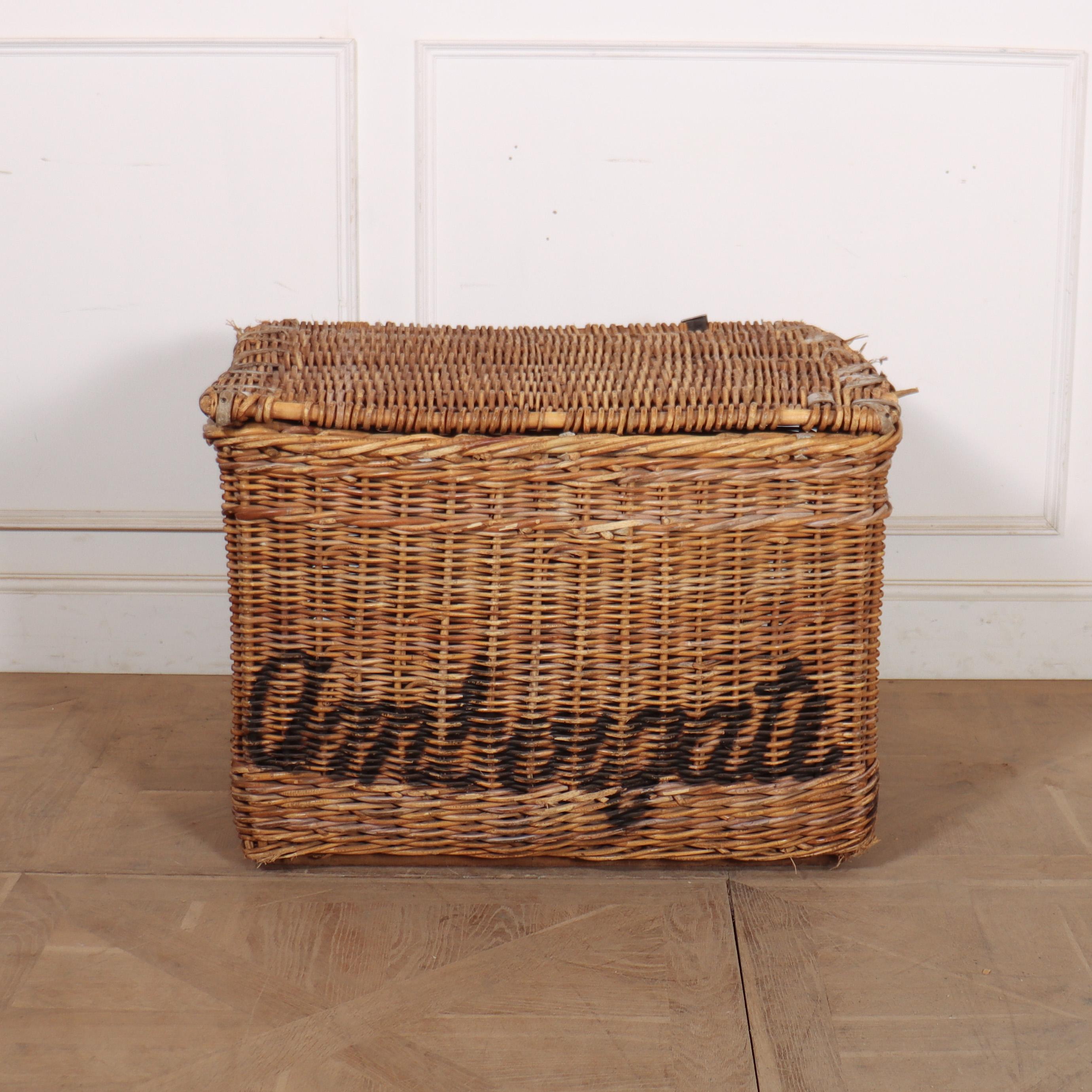 English wicker basket from a fabric mill. Would make a wonderful log basket. 1900.


Basket reference: B


Code: 9208

Dimensions:
W: 34