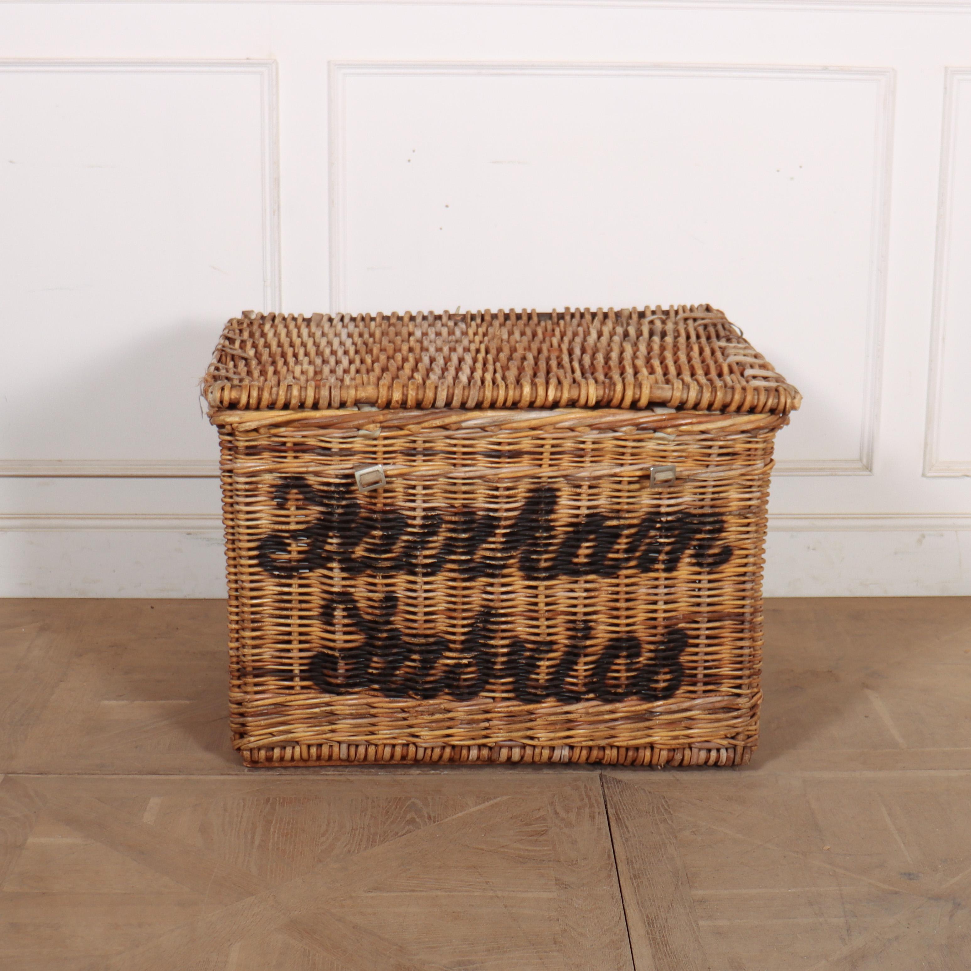 English wicker basket from a fabric mill. Would make a wonderful log basket. 1900.

 
Basket reference: C

Code: 9209

Dimensions:
W: 34.5