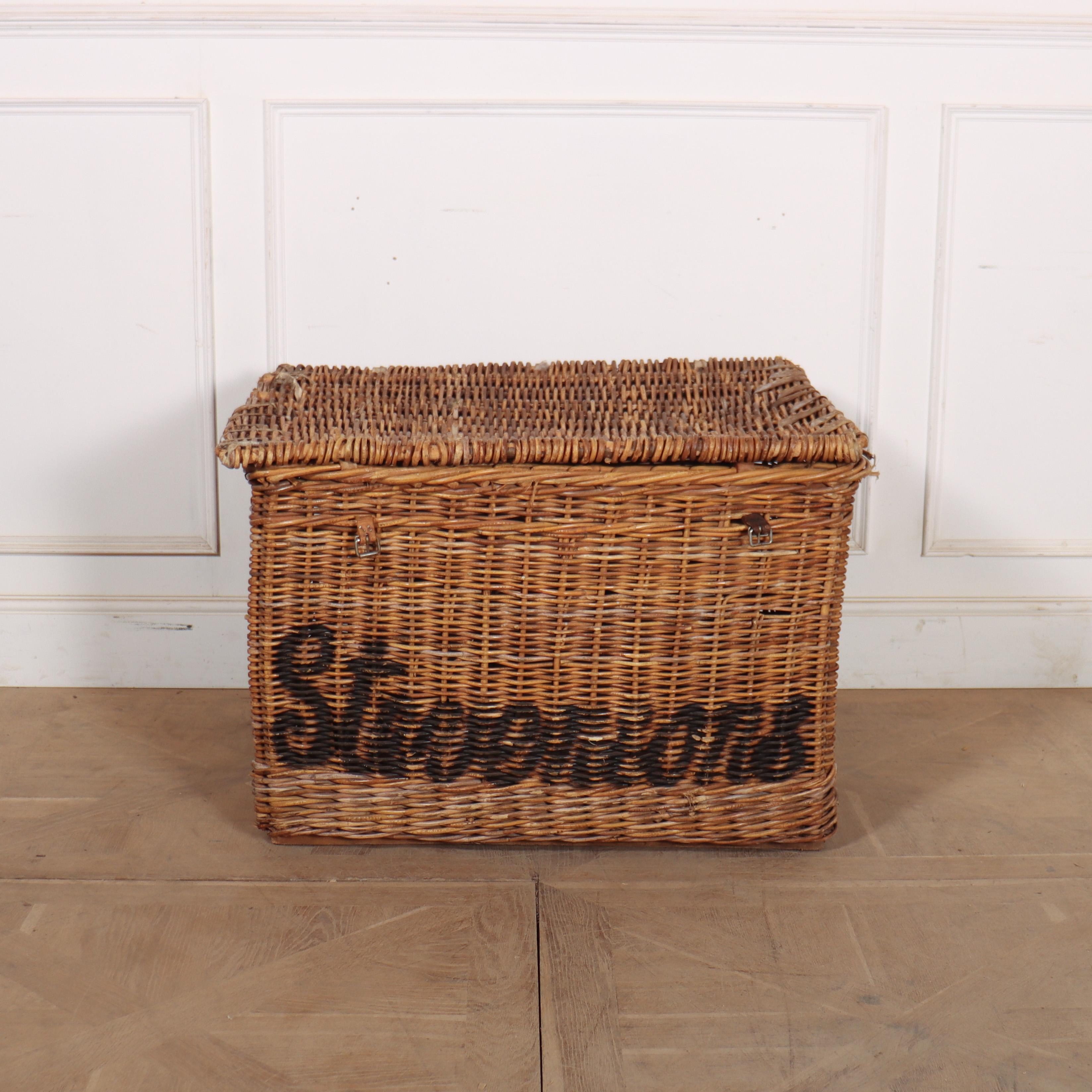 English wicker basket from a fabric mill. Would make a wonderful log basket. 1900.

 
Basket reference: K

Code: 9217

Dimensions:
W: 35