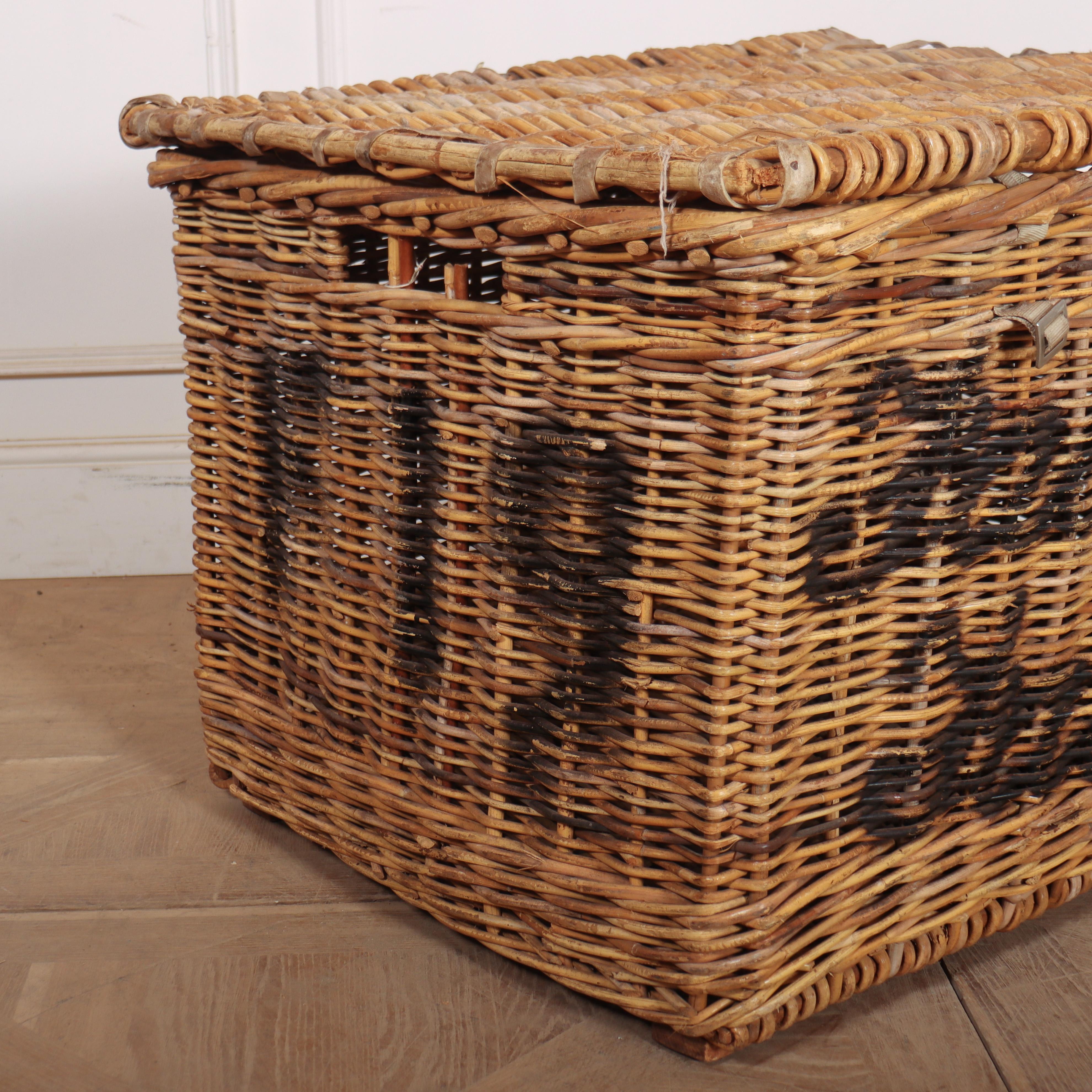 Victorian English Wicker Log Basket For Sale