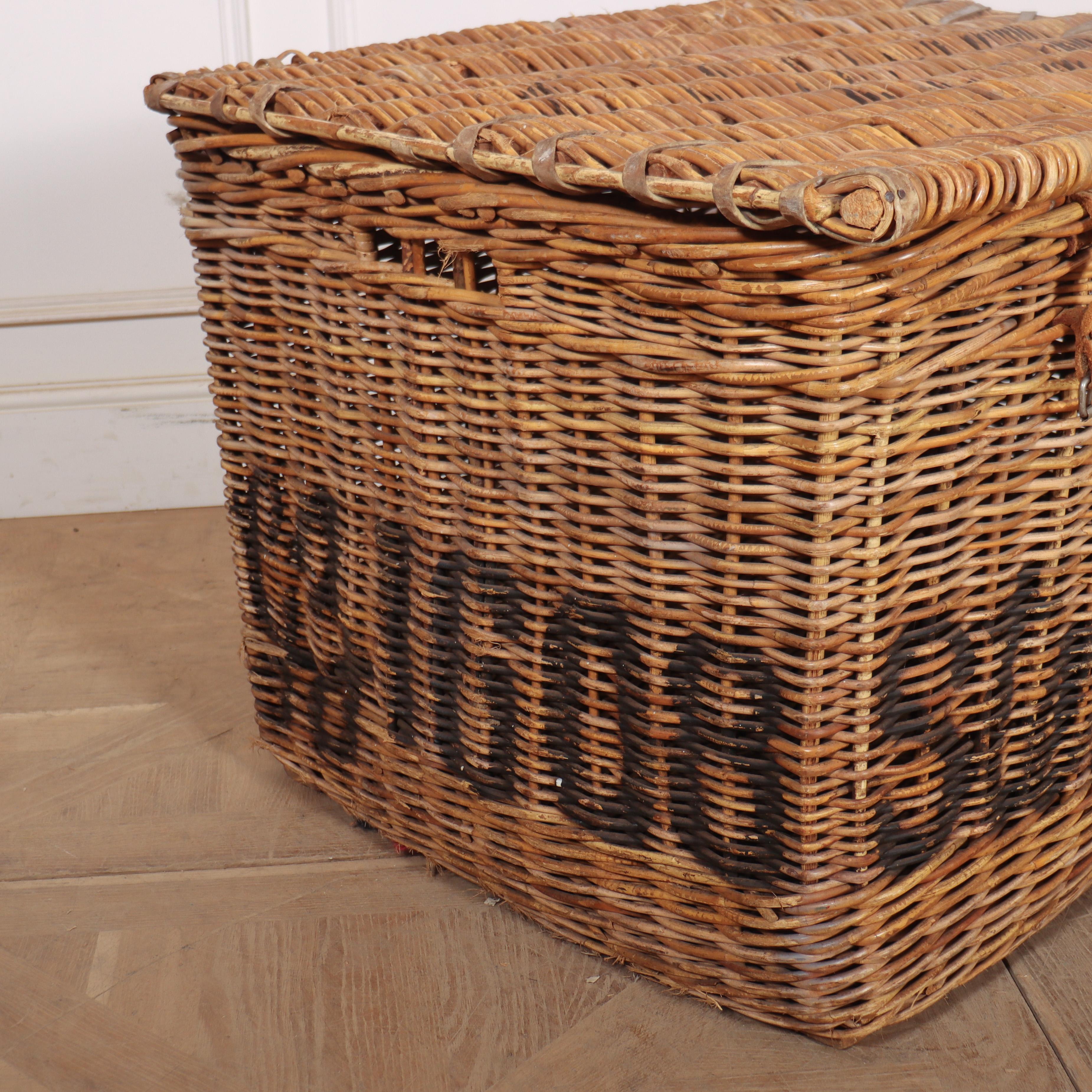 Victorian English Wicker Log Basket For Sale
