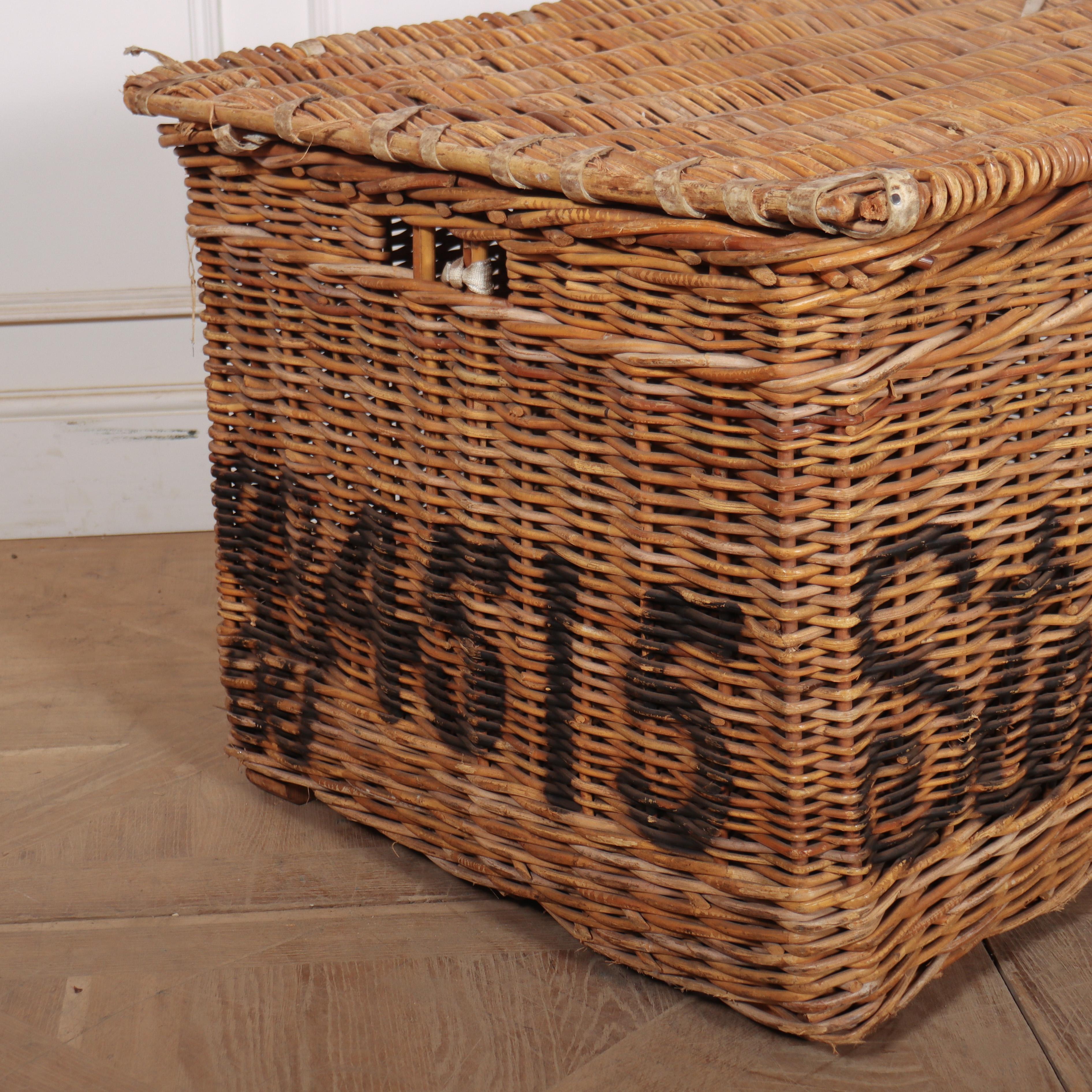 Victorian English Wicker Log Basket For Sale