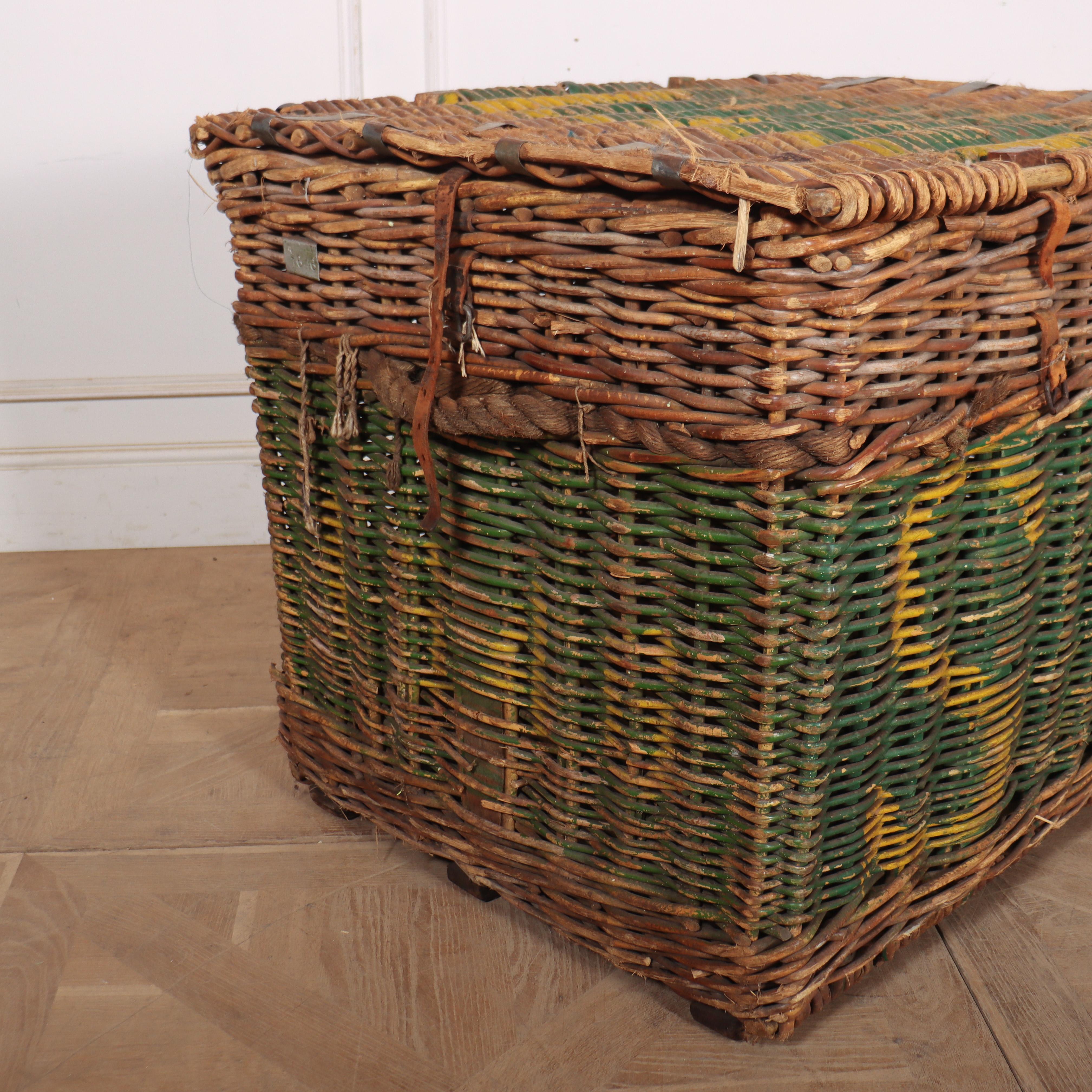 Victorian English Wicker Log Basket For Sale
