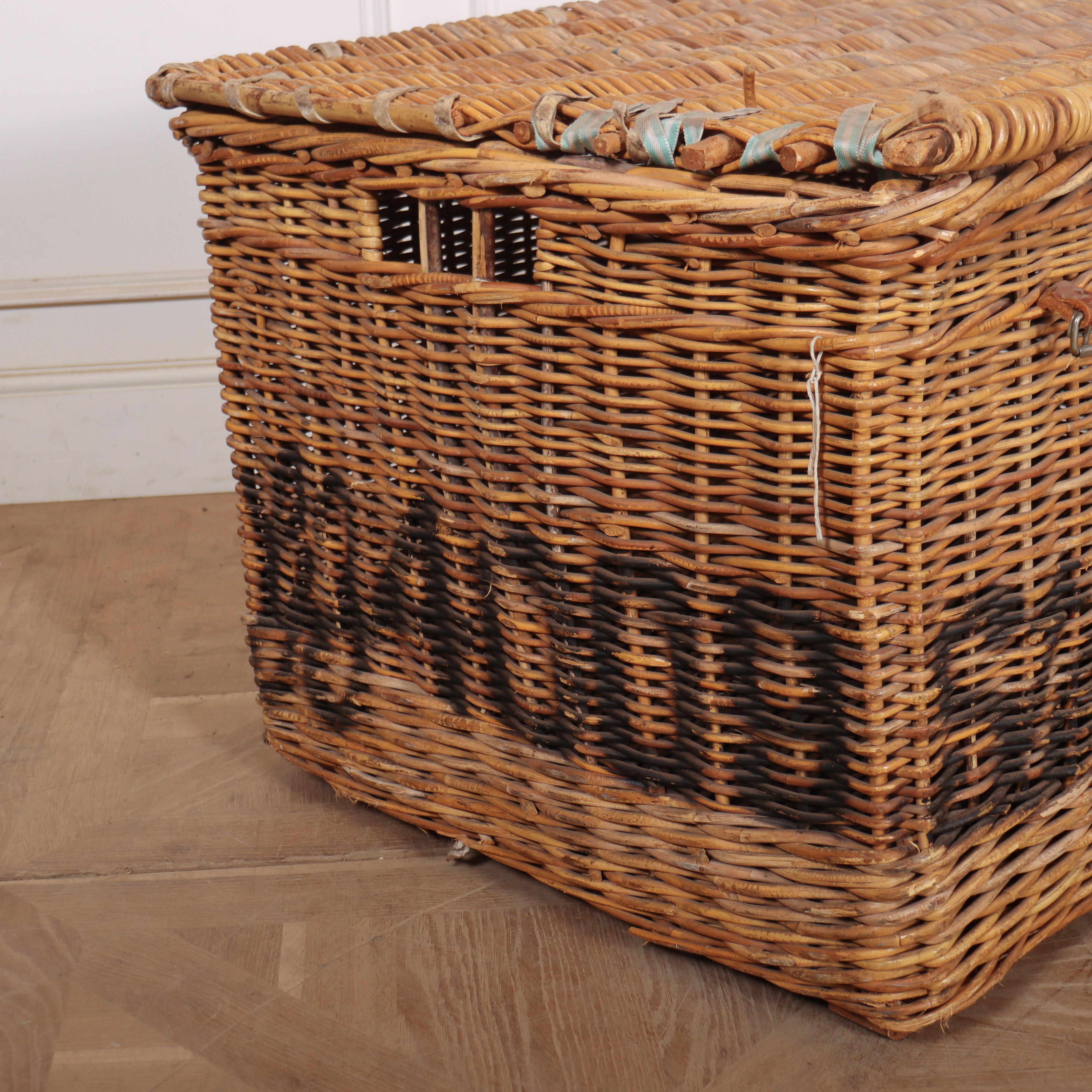 Victorian English Wicker Log Basket For Sale