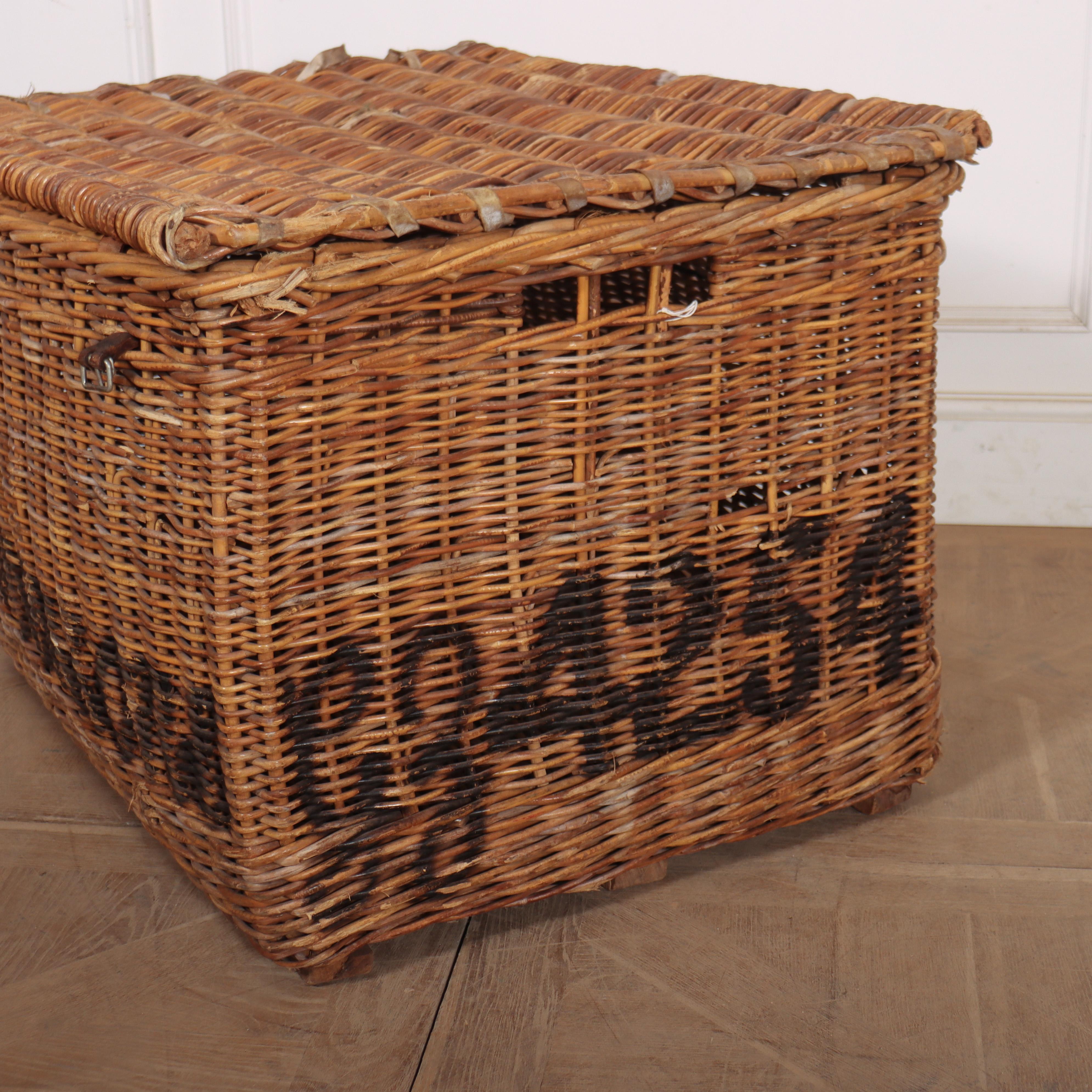 Victorian English Wicker Log Basket For Sale