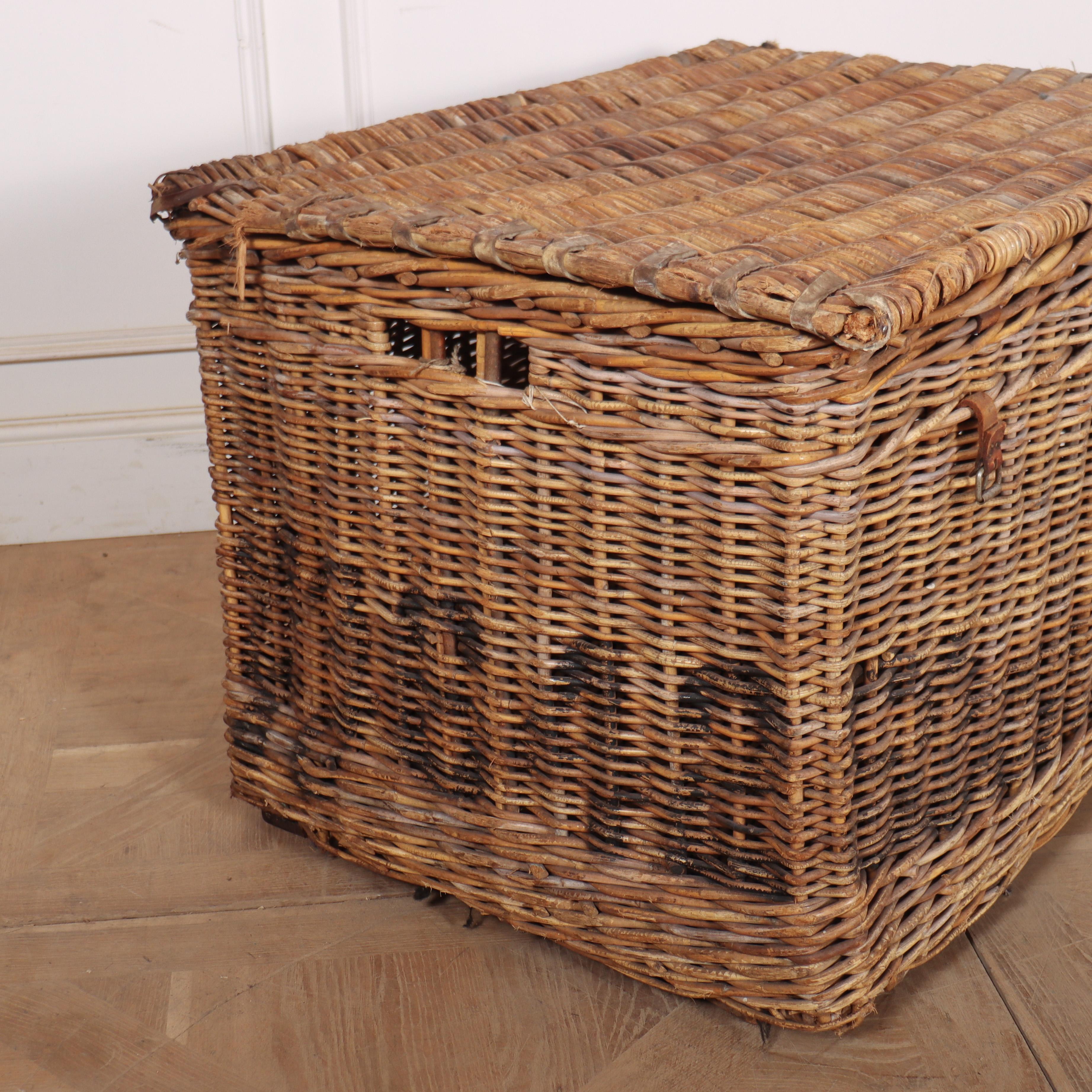 Victorian English Wicker Log Basket For Sale