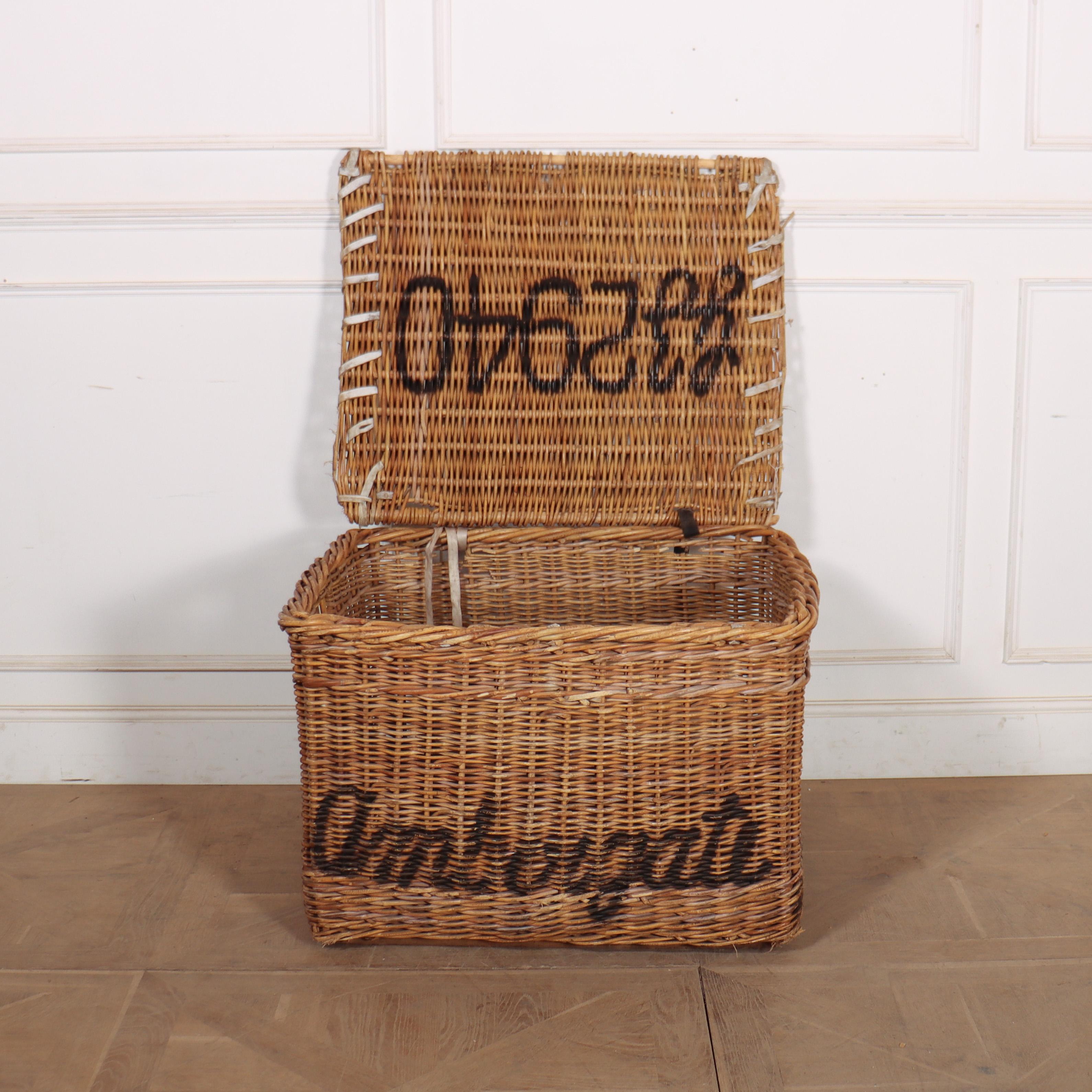20th Century English Wicker Log Basket For Sale