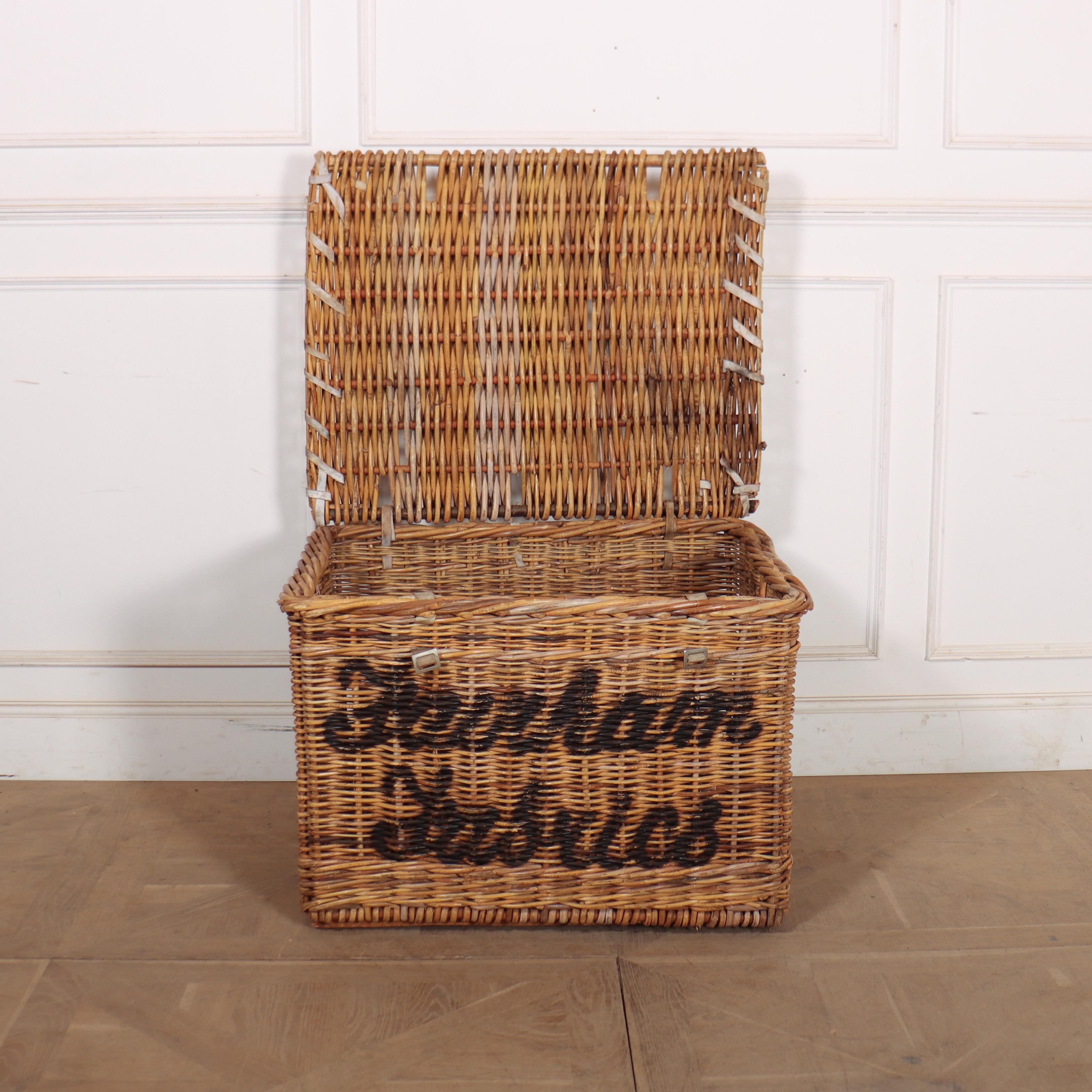 20th Century English Wicker Log Basket For Sale