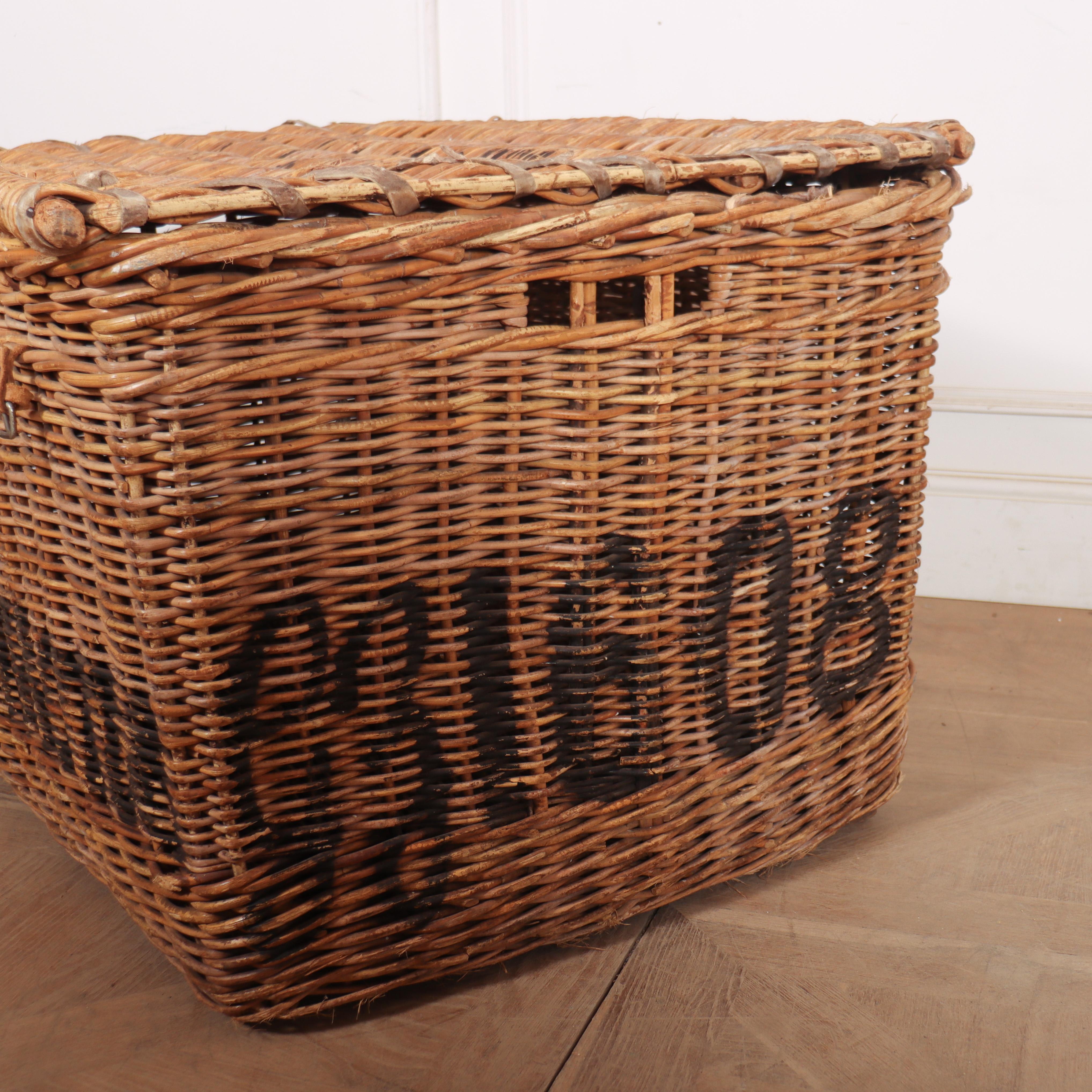 20th Century English Wicker Log Basket For Sale