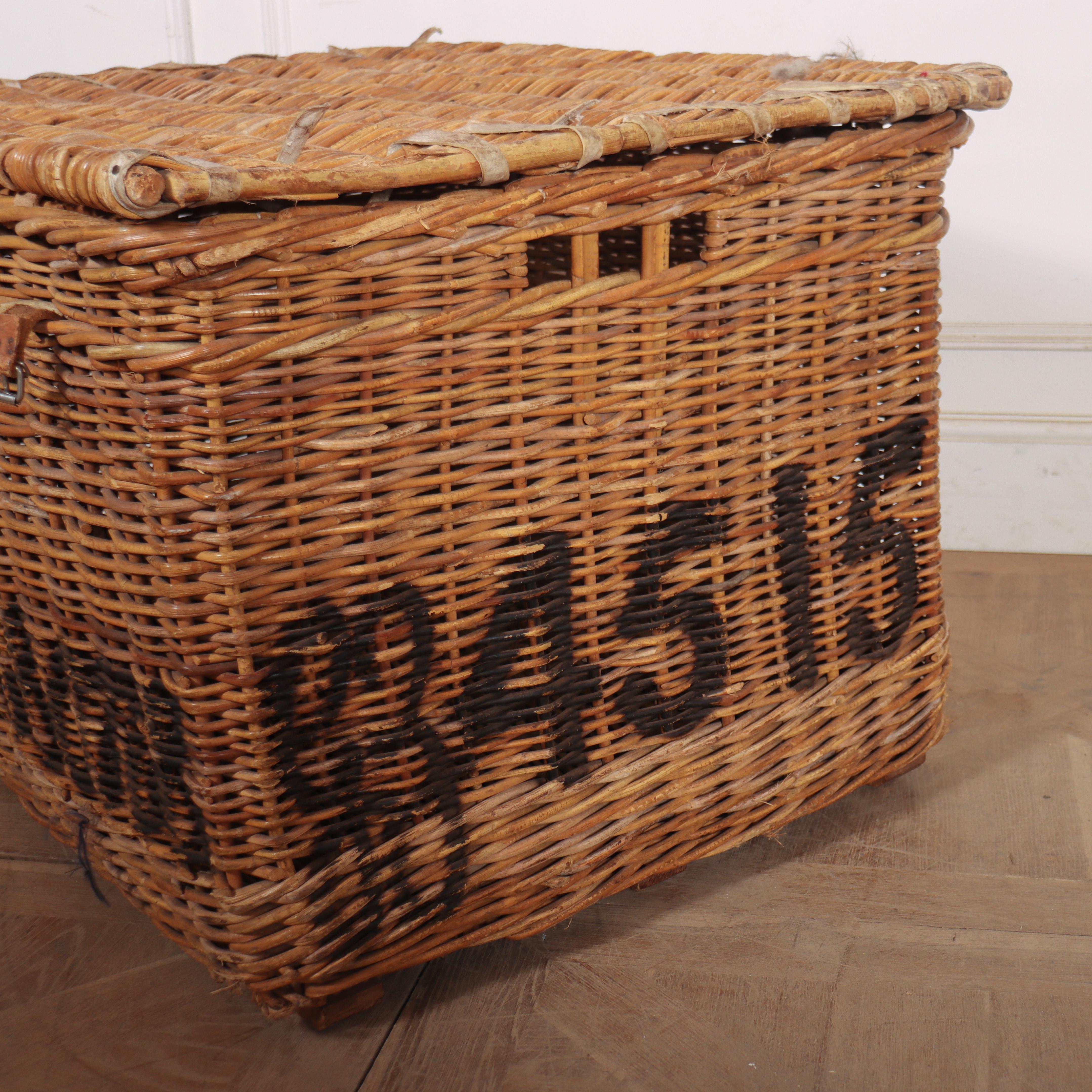 20th Century English Wicker Log Basket For Sale