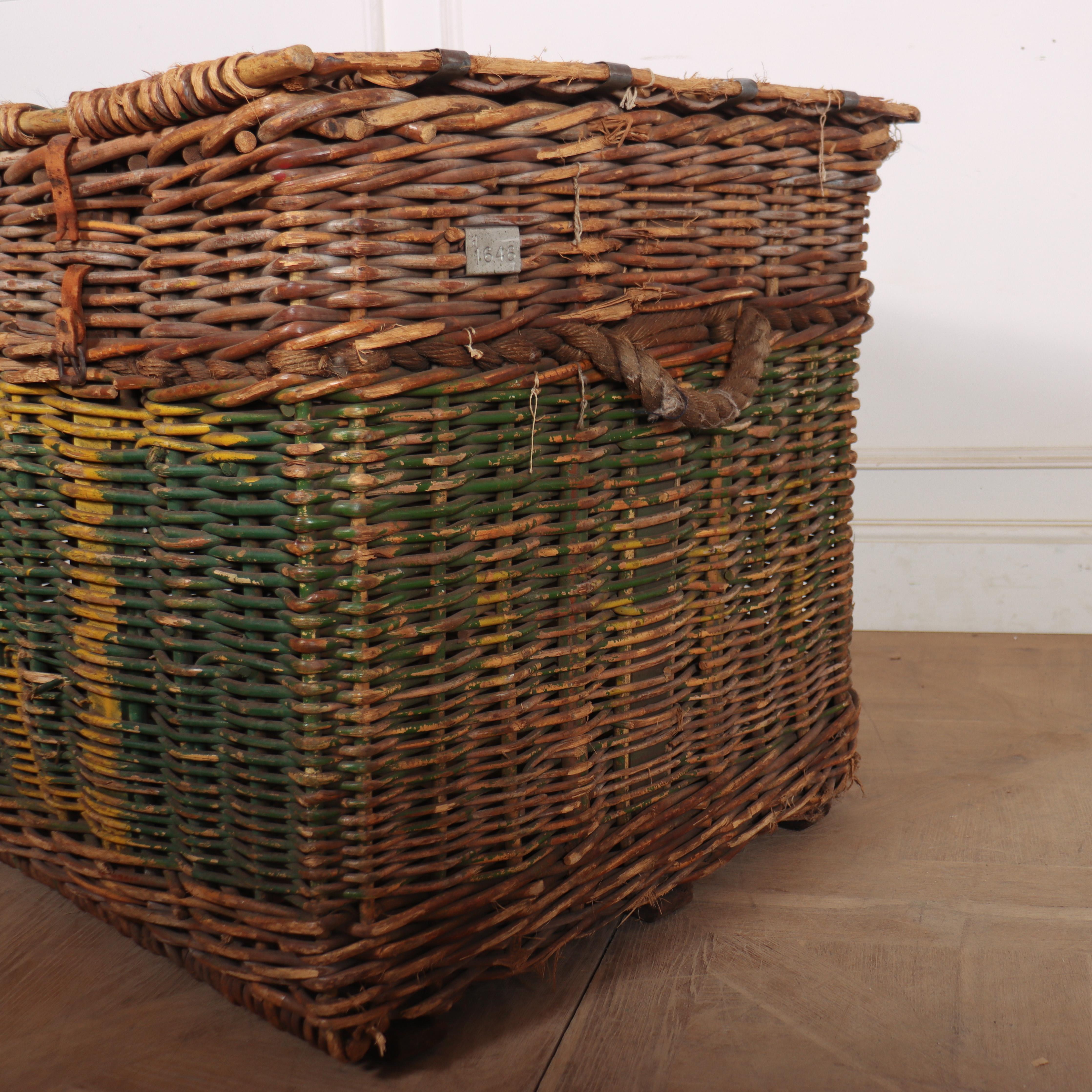 20th Century English Wicker Log Basket For Sale