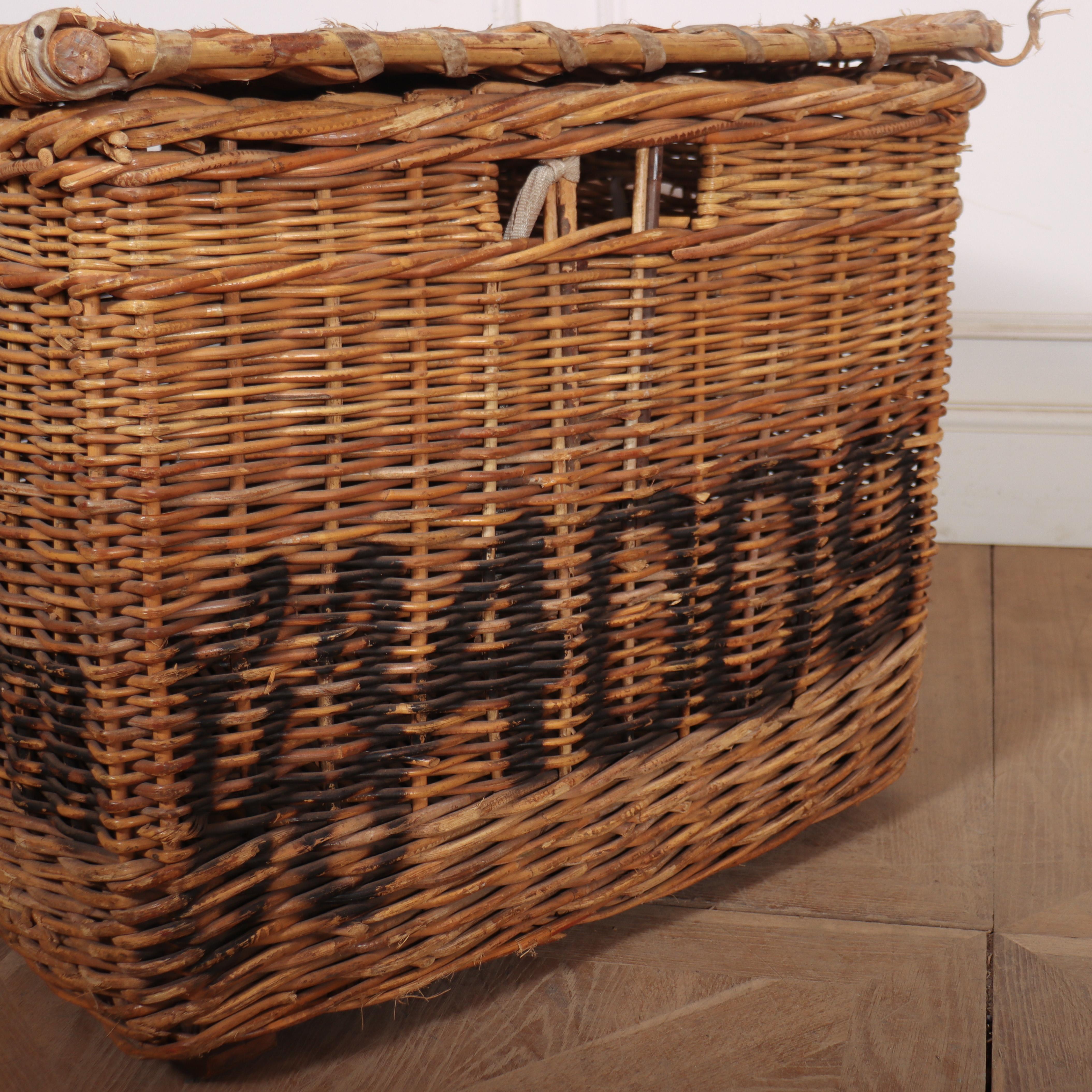 20th Century English Wicker Log Basket For Sale