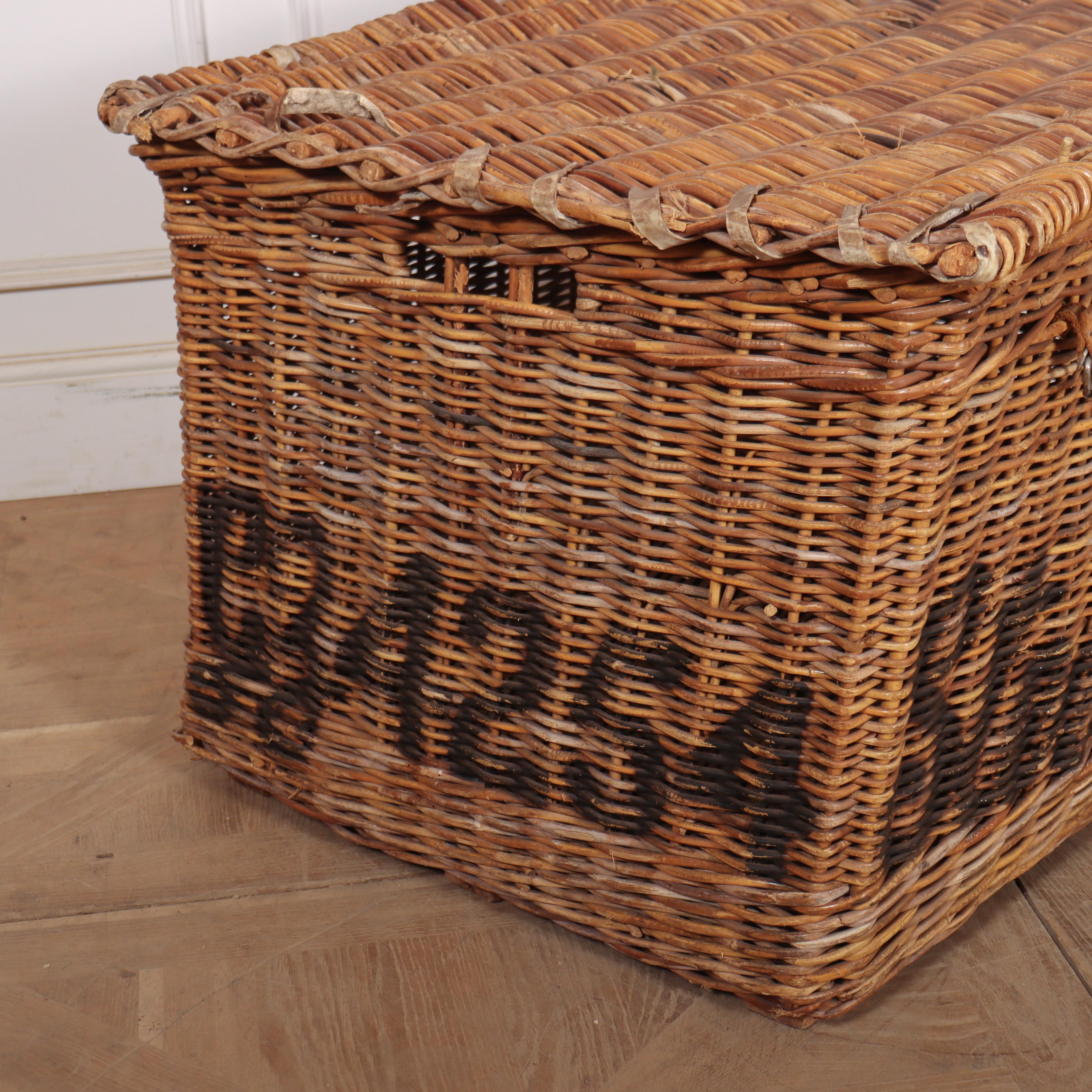 20th Century English Wicker Log Basket For Sale