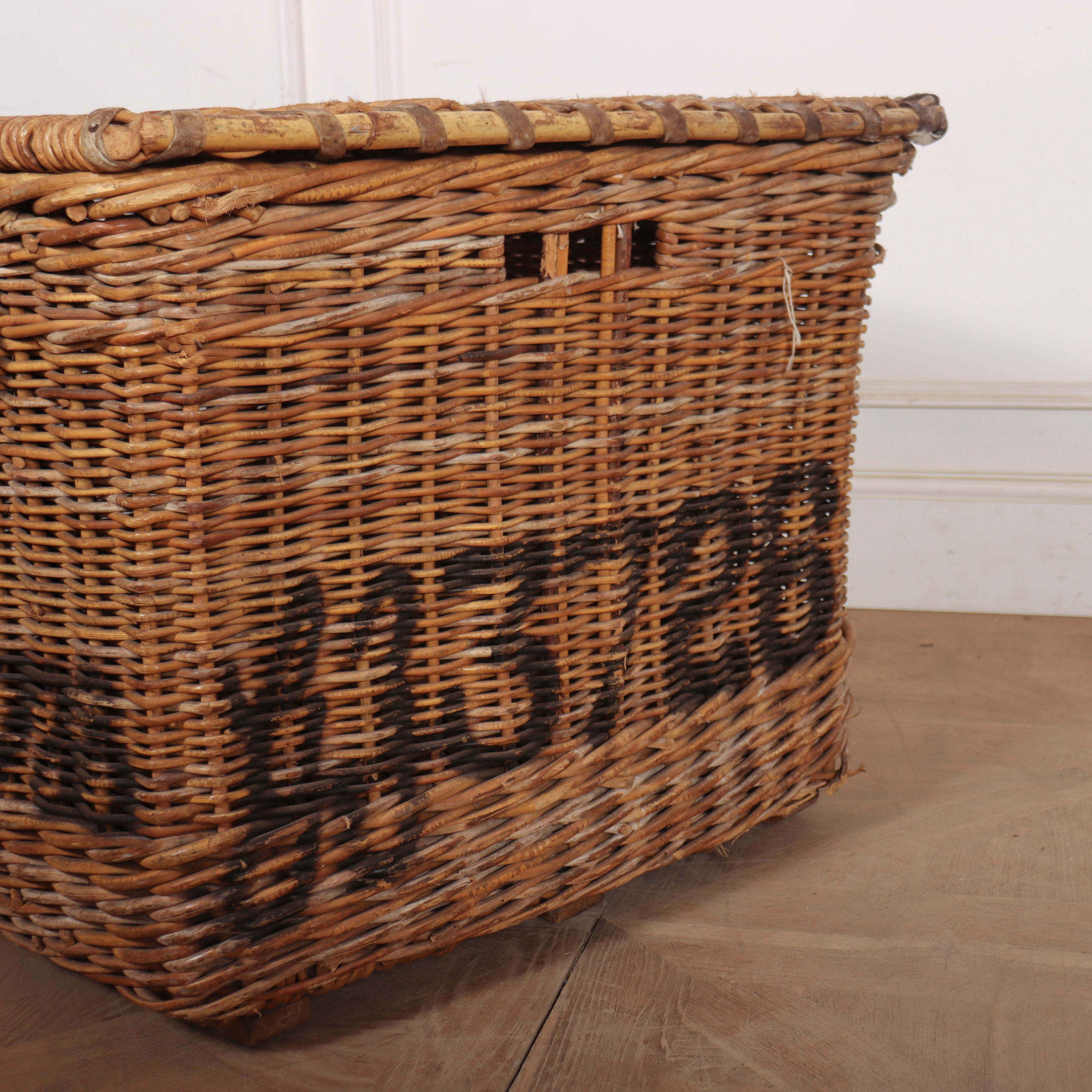 20th Century English Wicker Log Basket For Sale