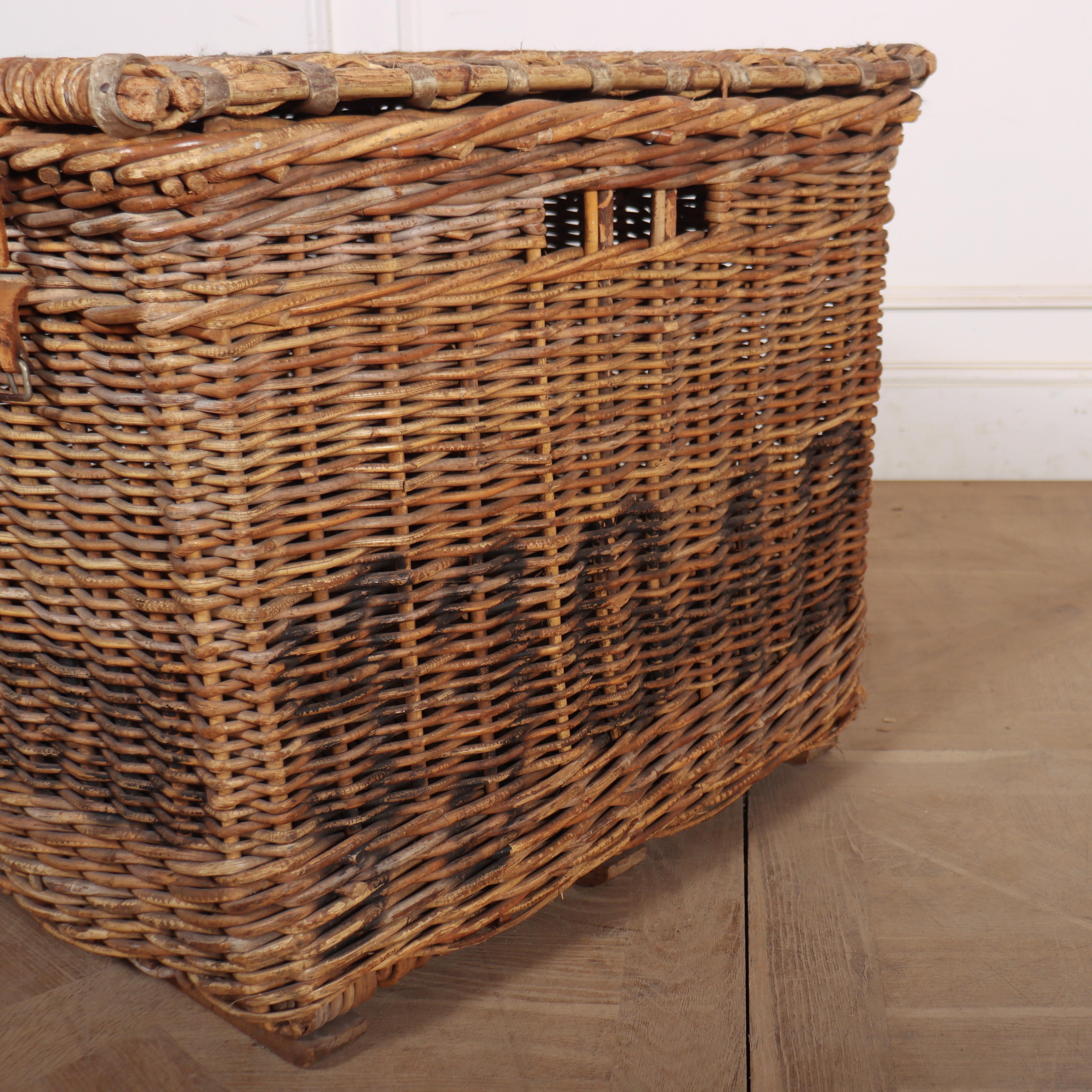 20th Century English Wicker Log Basket For Sale