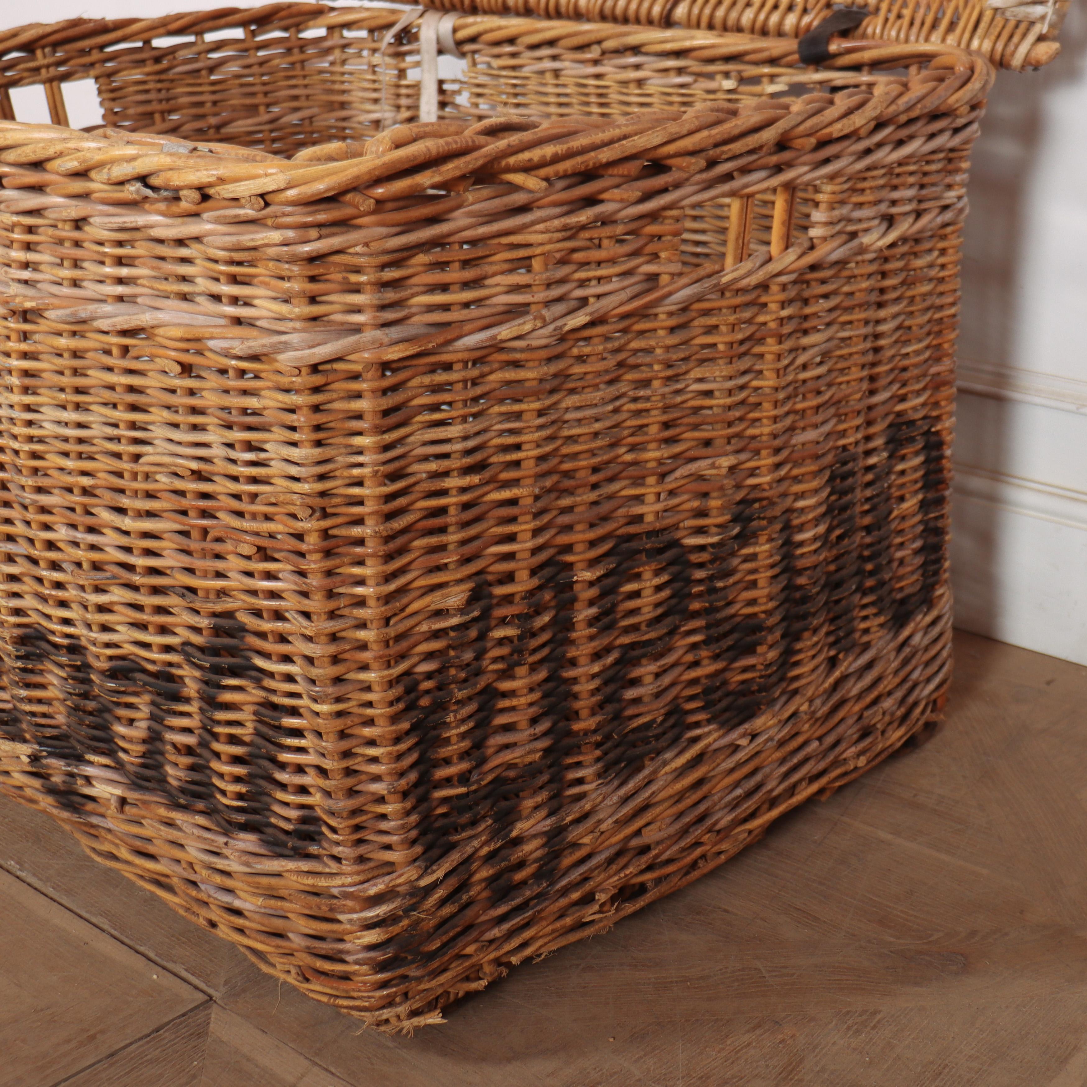 English Wicker Log Basket For Sale 1