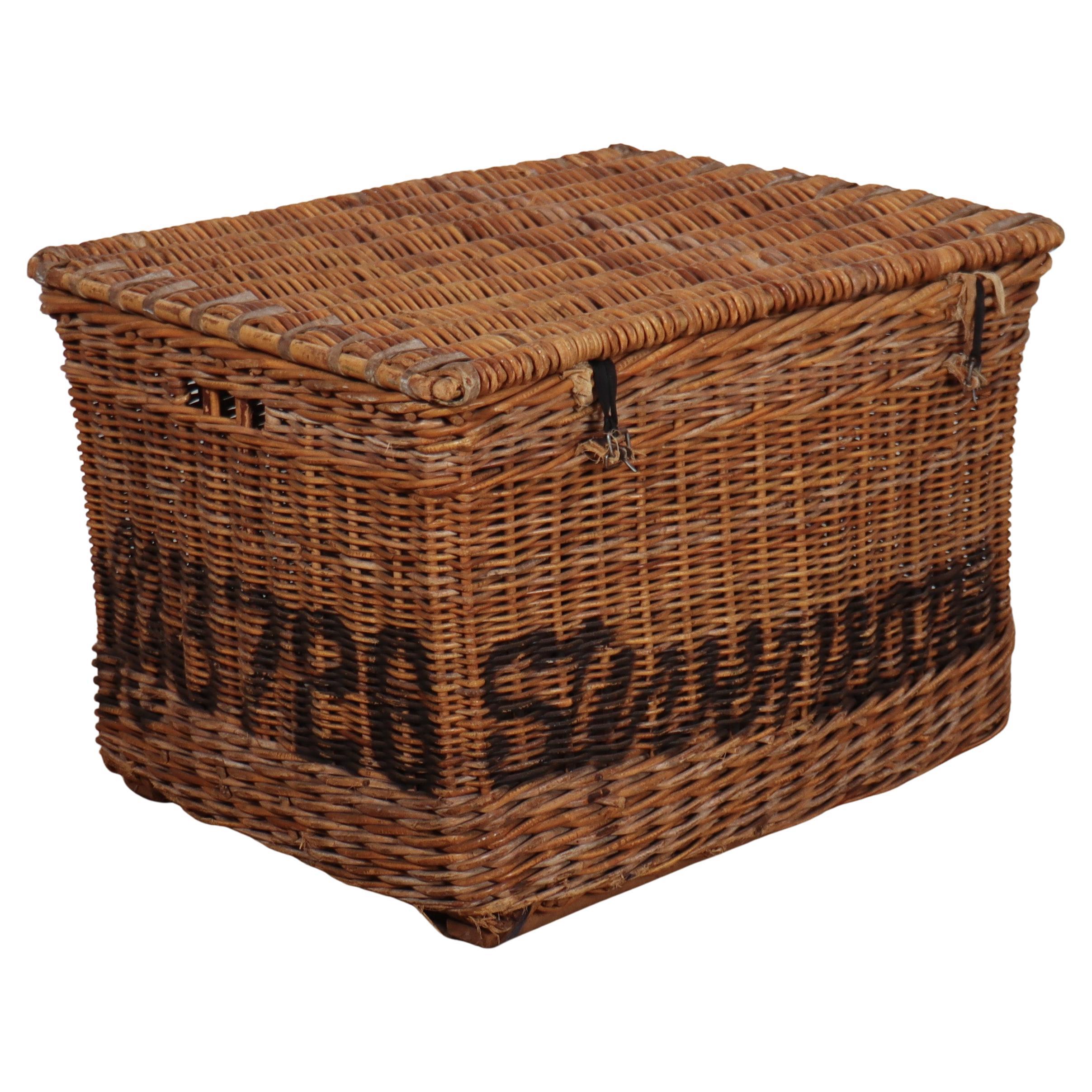 English Wicker Log Basket For Sale
