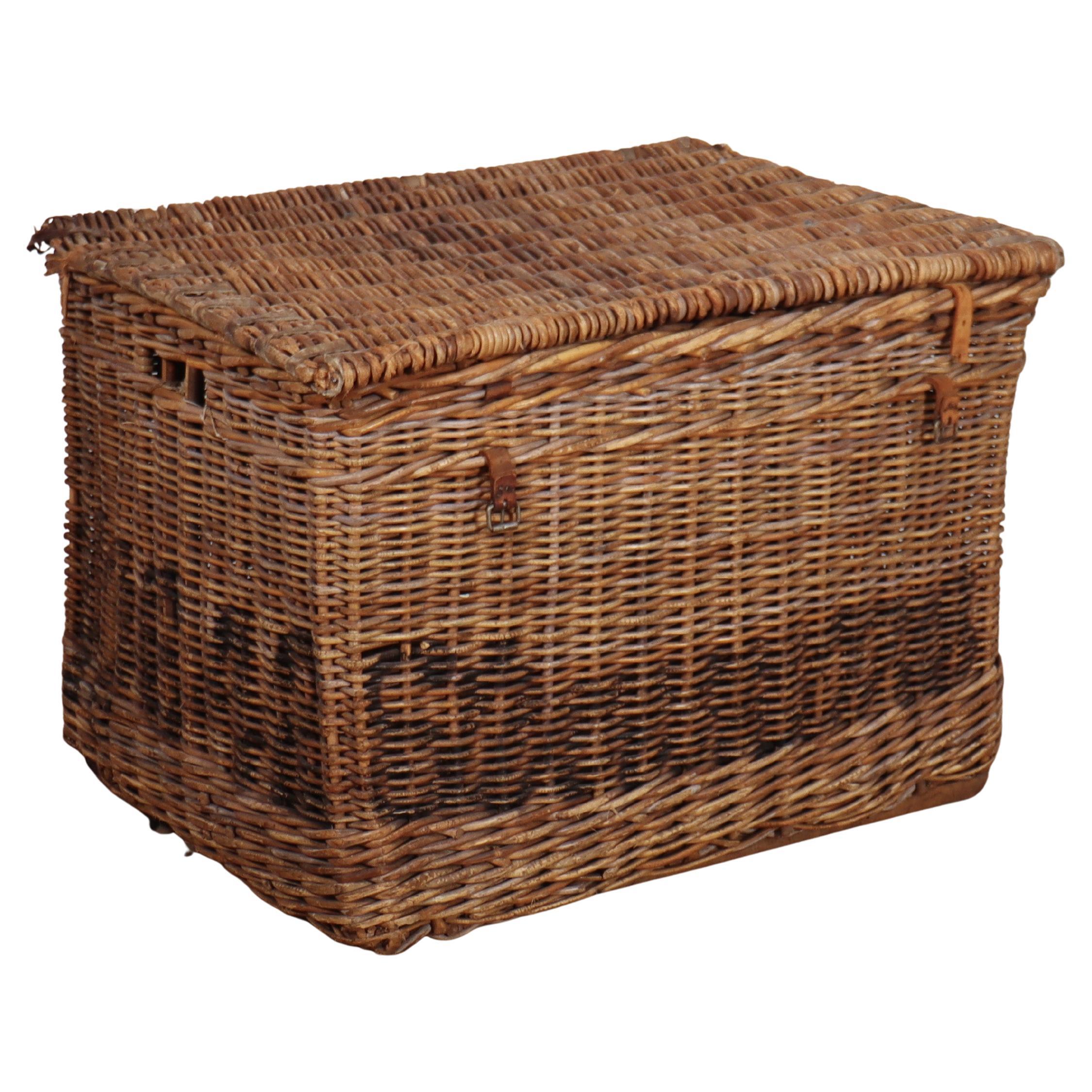English Wicker Log Basket For Sale