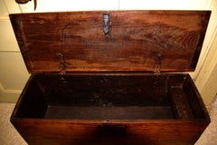English William and Mary 17th Century Oak Coffer with Bootjack Ends Small Size