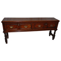 English William and Mary Period Oak Low Dresser with Molded Drawers
