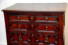 English William and Mary Period Oak Paneled Chest of Four Drawers