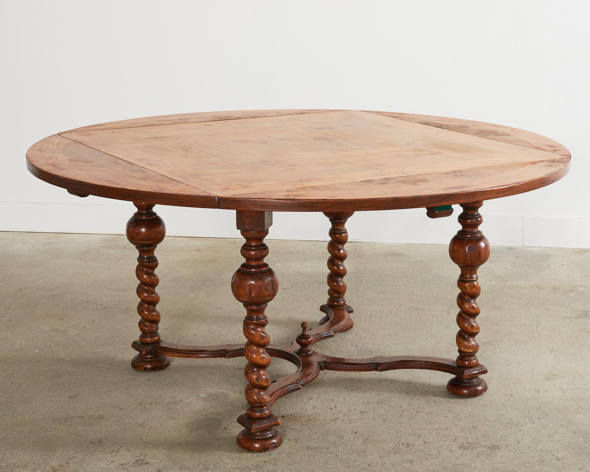 Hand-Crafted English William and Mary Style Barley Twist Dining Table