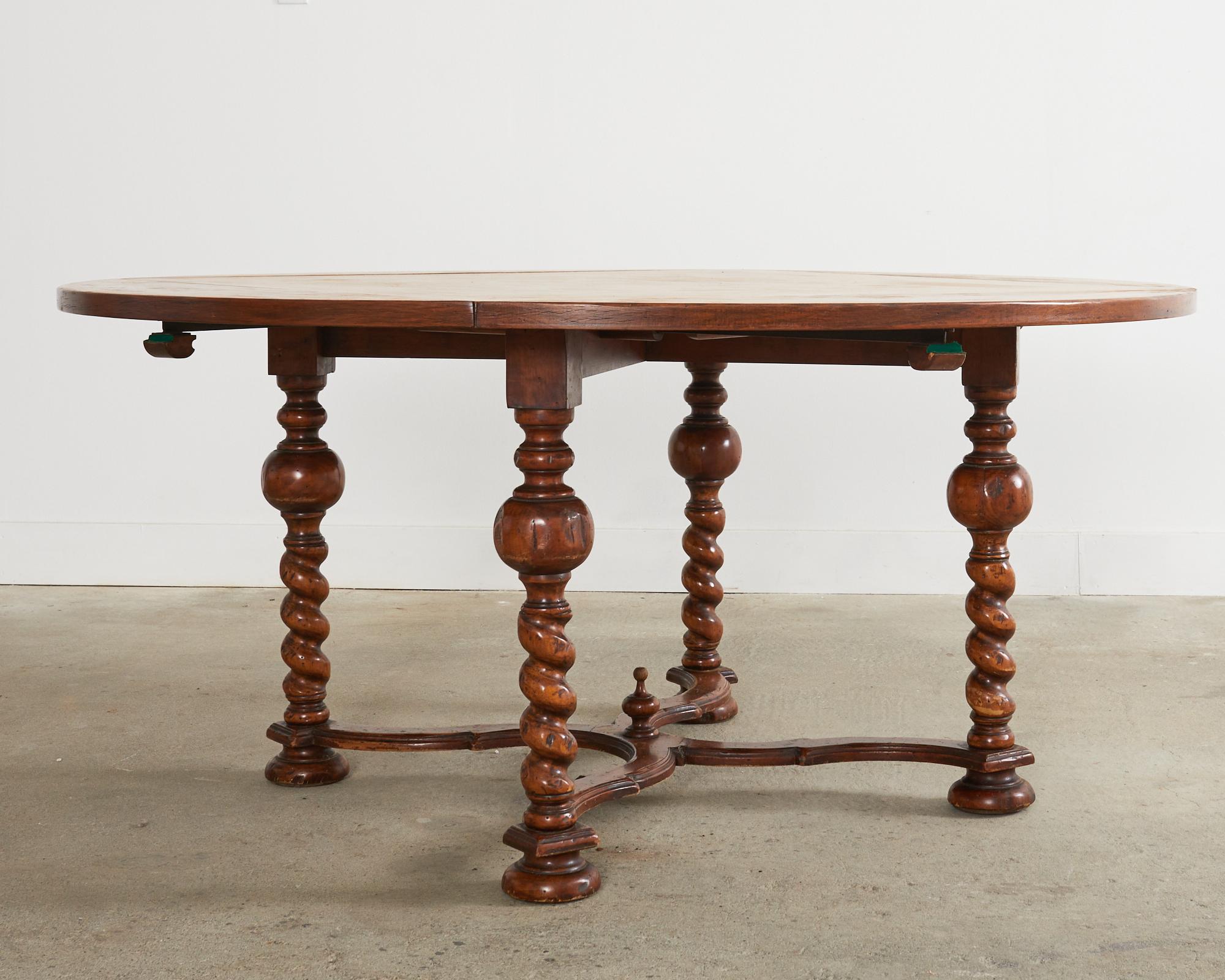 Iron English William and Mary Style Barley Twist Dining Table