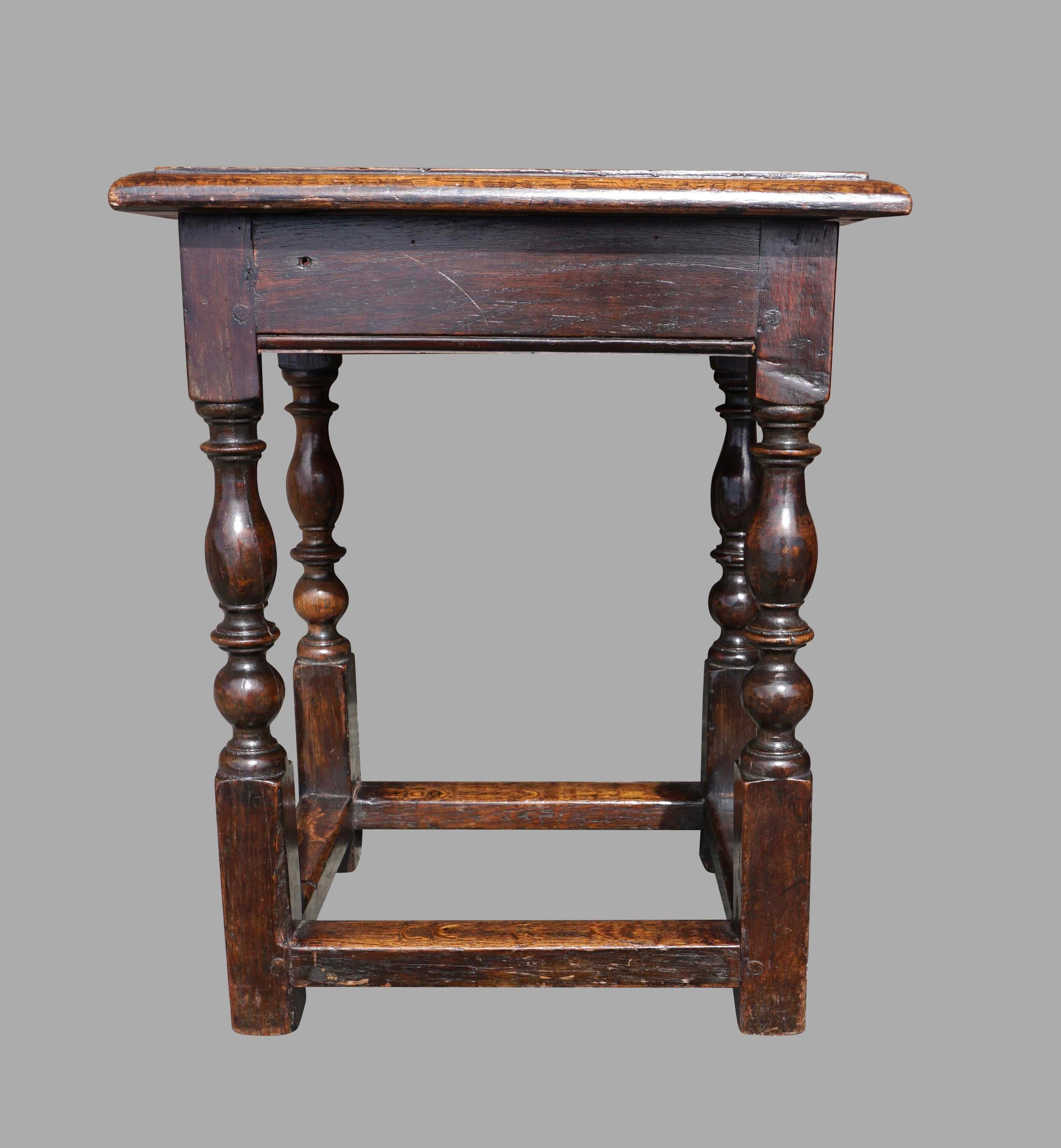 19th Century English William and Mary Style Oak Joint Stool