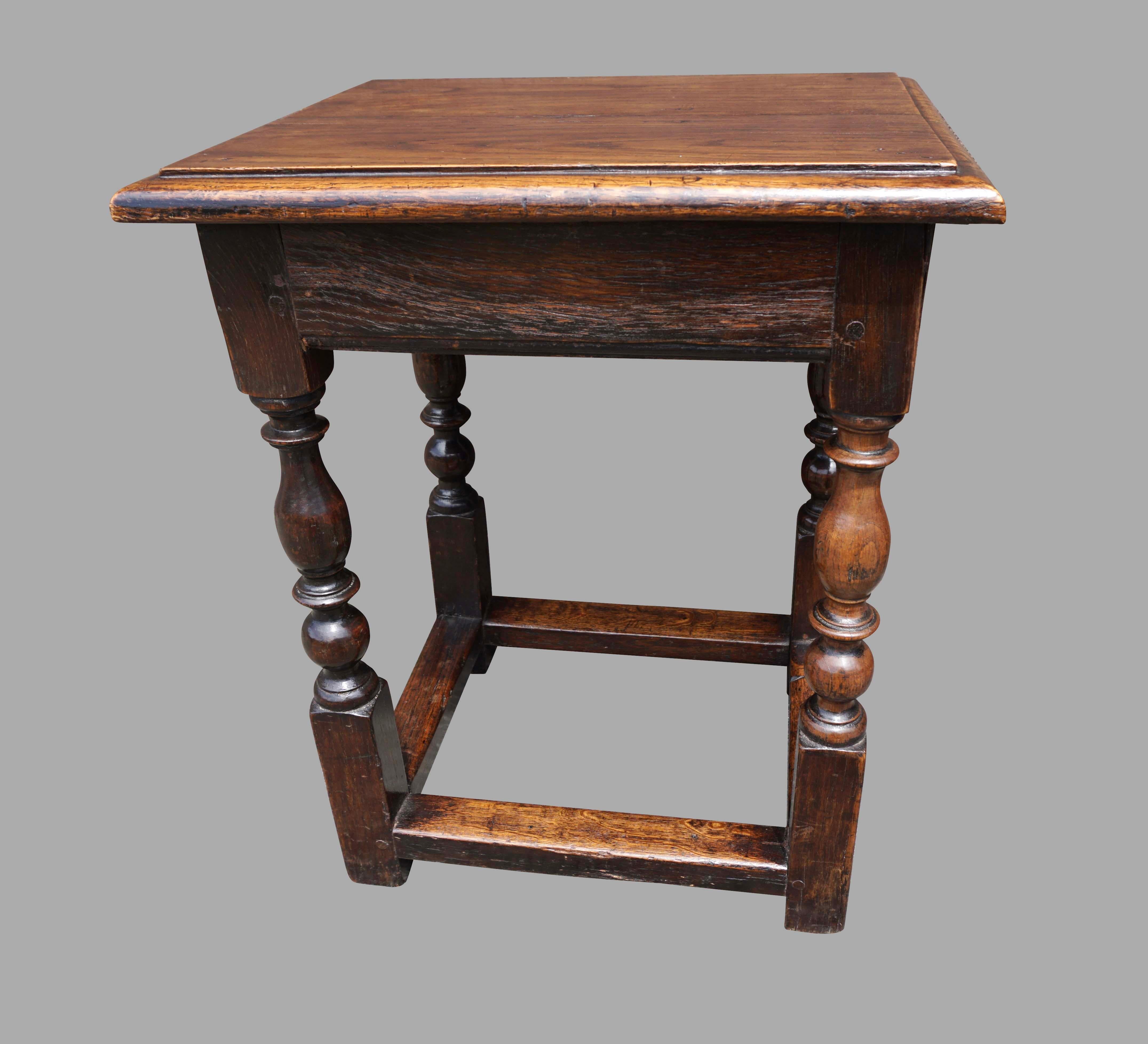 English William and Mary Style Oak Joint Stool 1