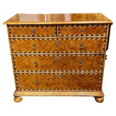 English William and Mary Style Walnut Chest with Inlaid Pattern
